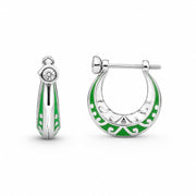 Emerald Crest Hoop Earrings – 925 Silver