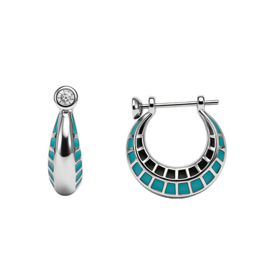 Turquoise Flux Hoop Earrings – 925 Silver