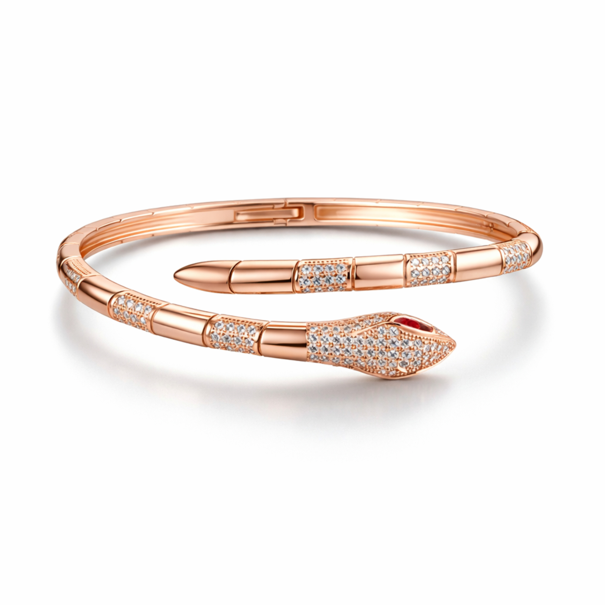 Serpent Luxe Kada – 925 Silver | Rose Gold Finish | Ruaab