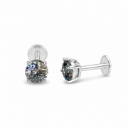 Moissanite Solitaire Stud Earrings | 925 Silver | 5mm | Flatback | Ruaab
