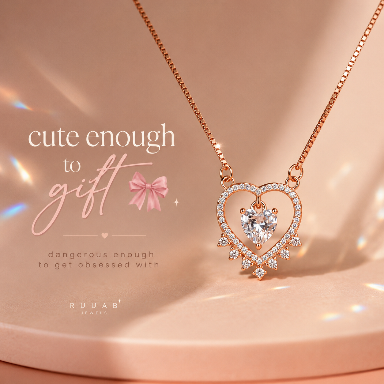 Eternal Heart Drop Necklace – 925 Silver