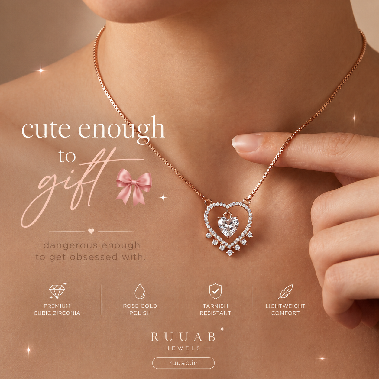 Eternal Heart Drop Necklace – 925 Silver