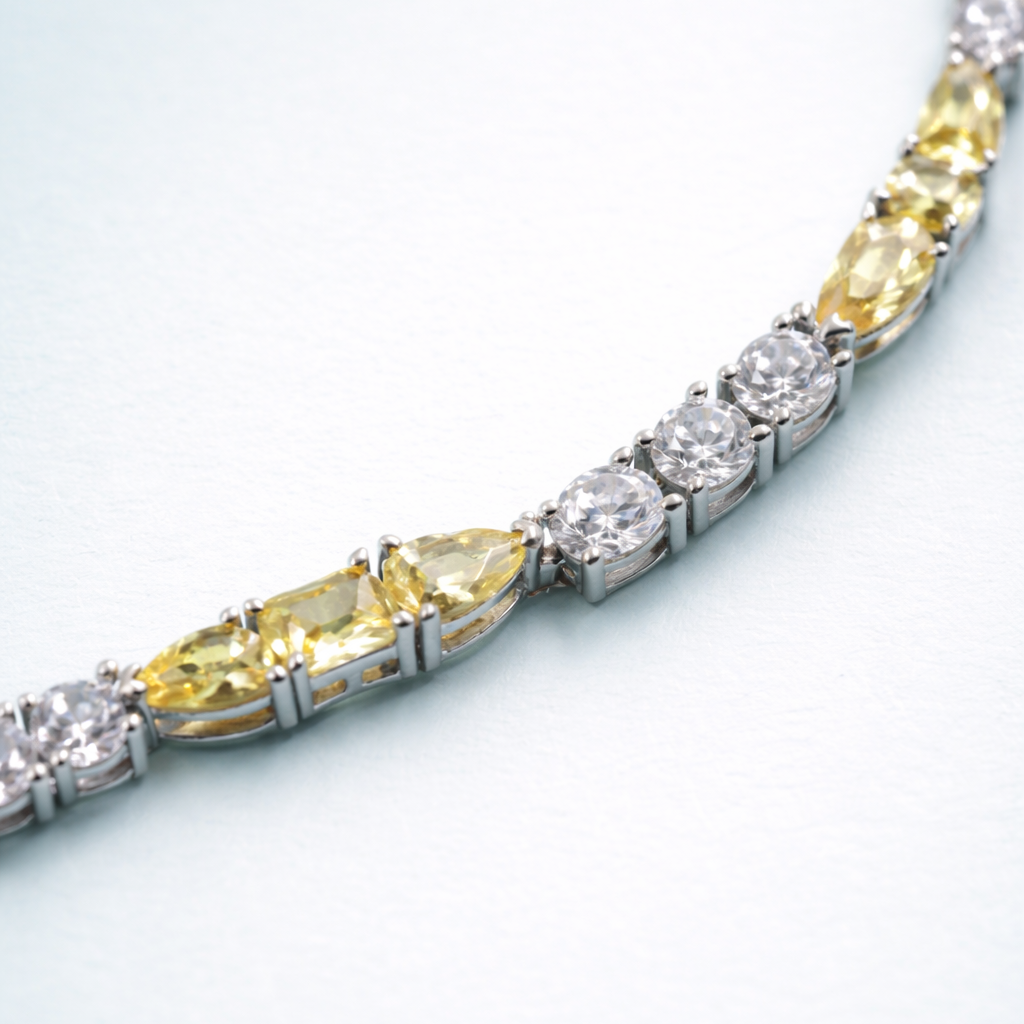 Citrine Glow Tennis Bracelet – 925 Silver