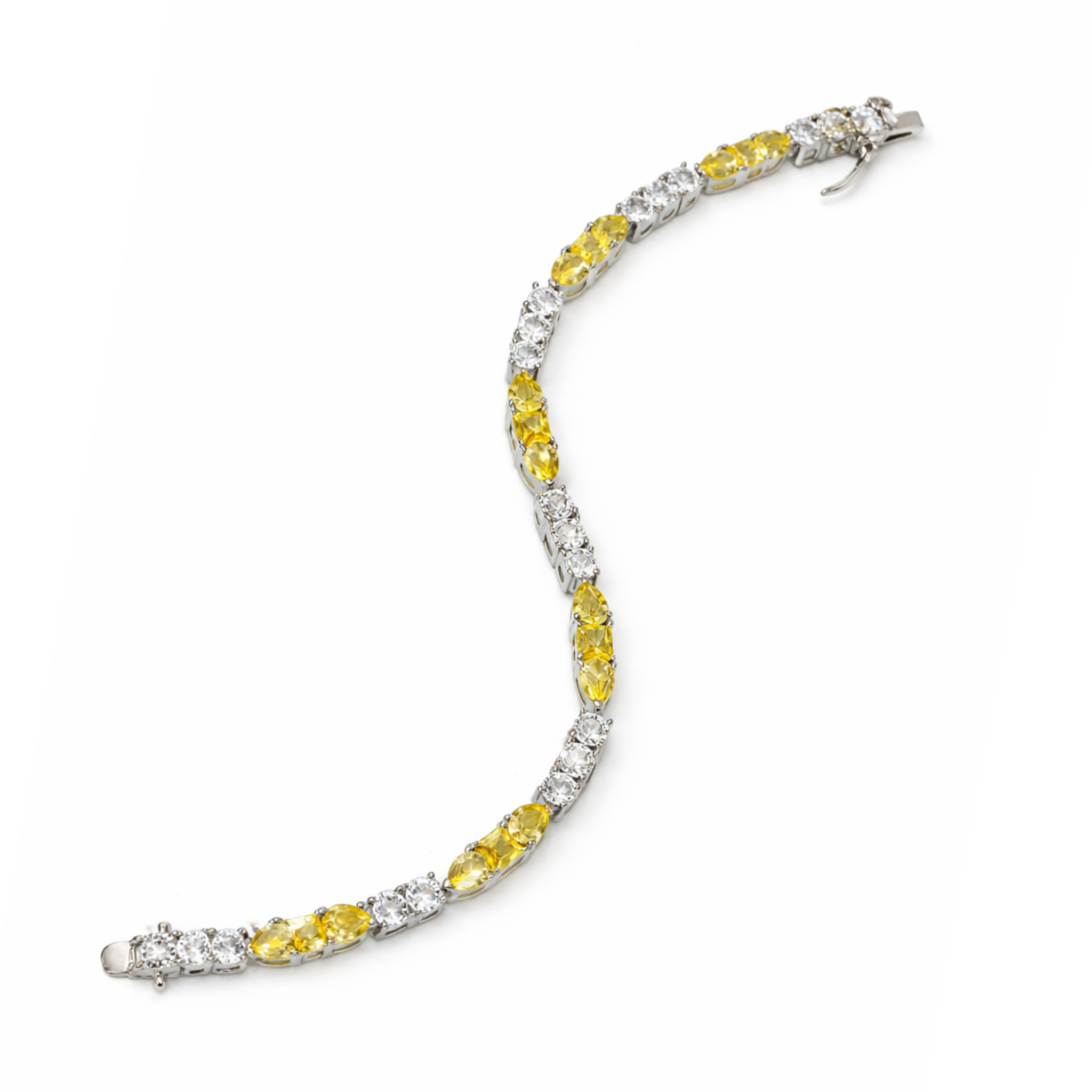 Citrine Glow Tennis Bracelet – 925 Silver