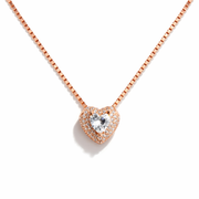 Classic Heart Halo Necklace – Rose Gold Finish