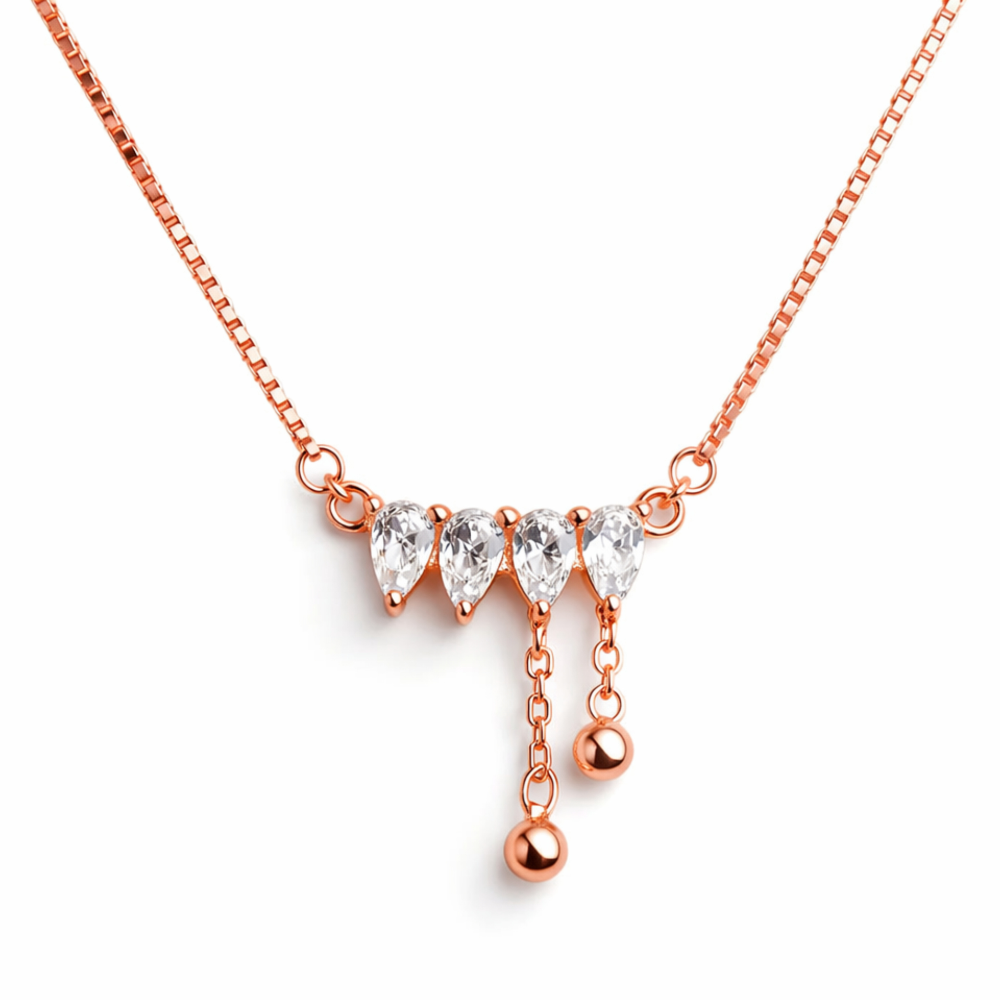 Crystal Drop Necklace — 925 Sterling Silver | Rose Gold | Daily Wear