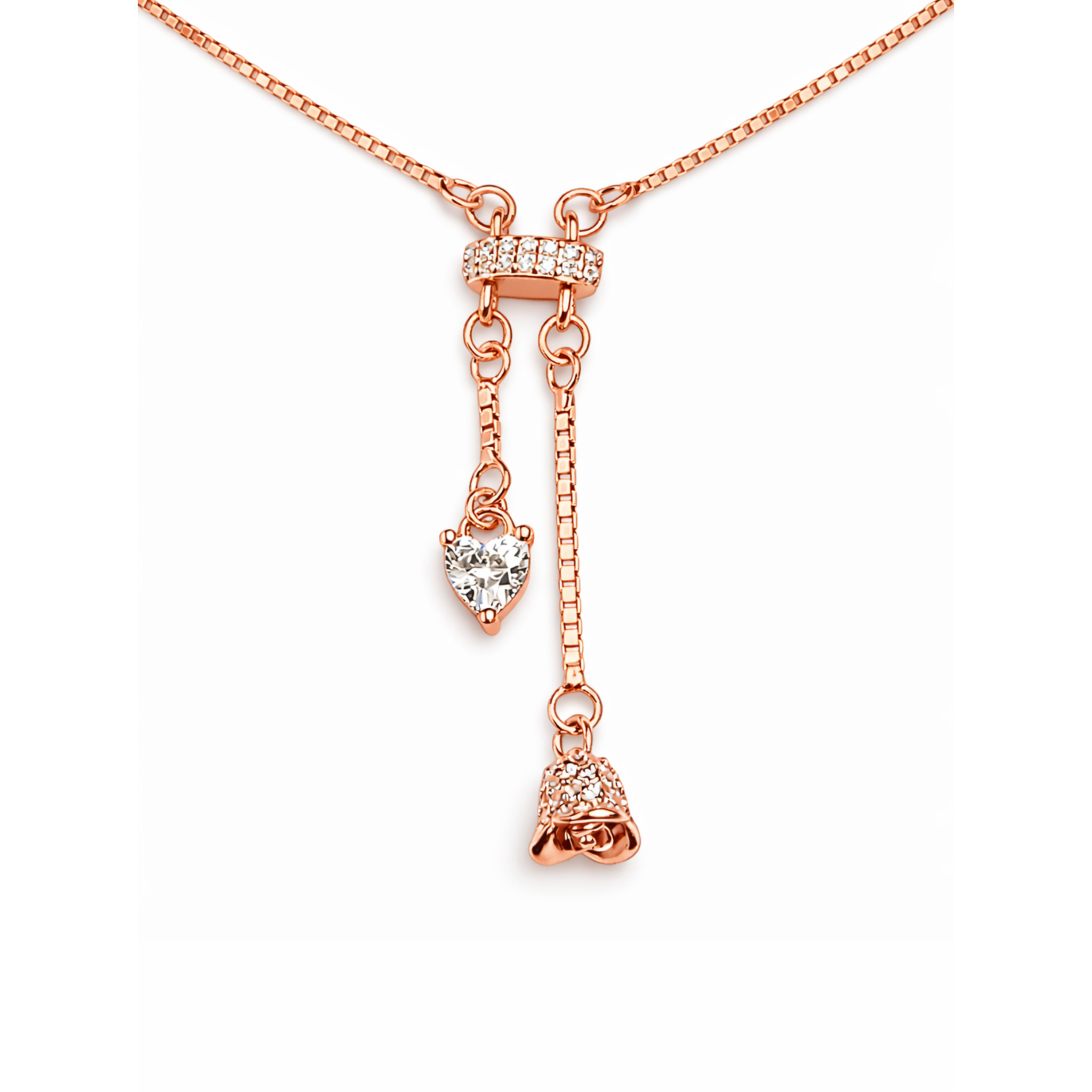 Dual Charm Drop Necklace – 925 Silver