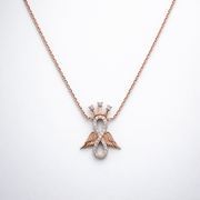 Crown Infinity Pendant with Wings – 925 Silver