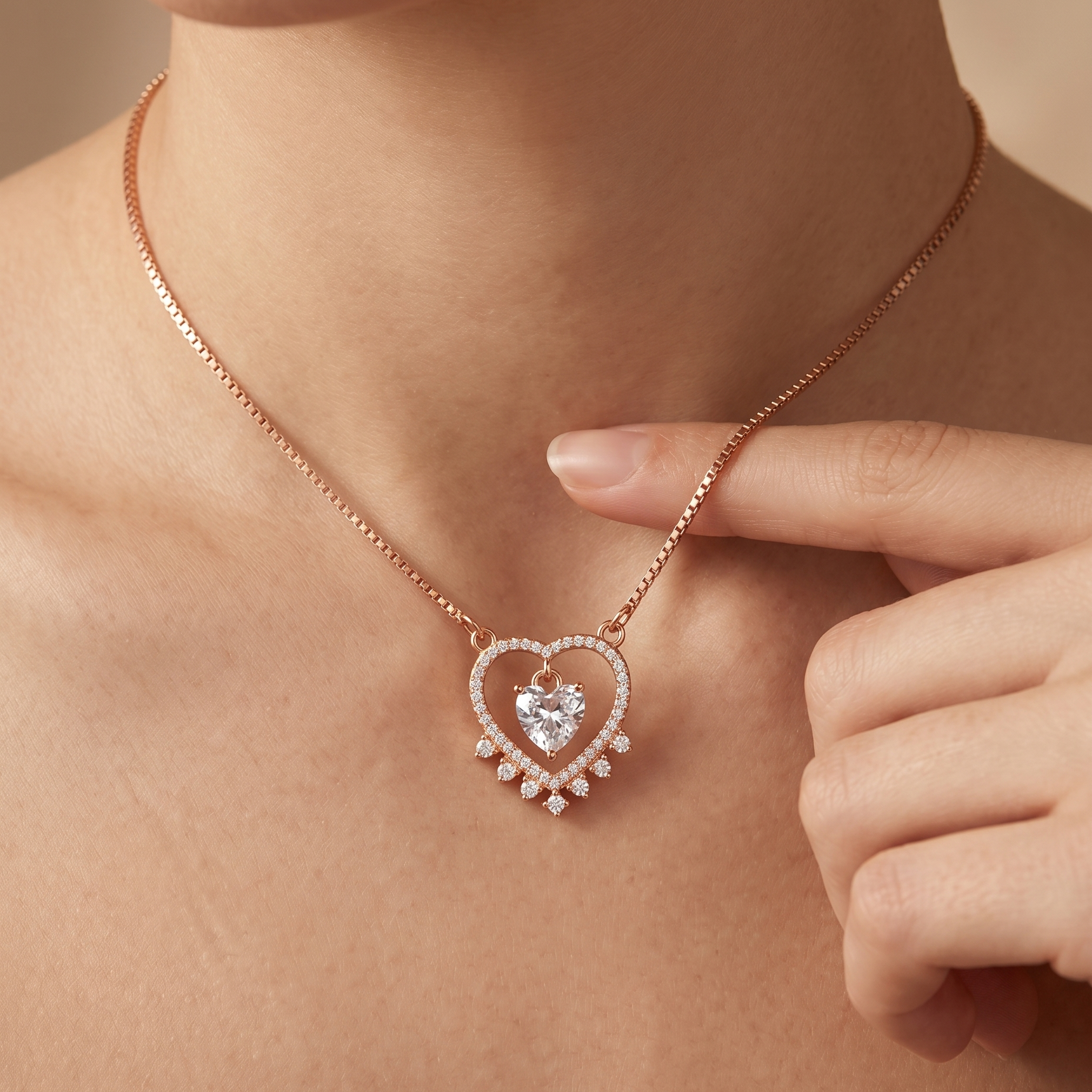 Eternal Heart Drop Necklace – 925 Silver