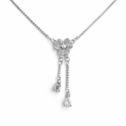 Floral Drop Charm Necklace – 925 Silver