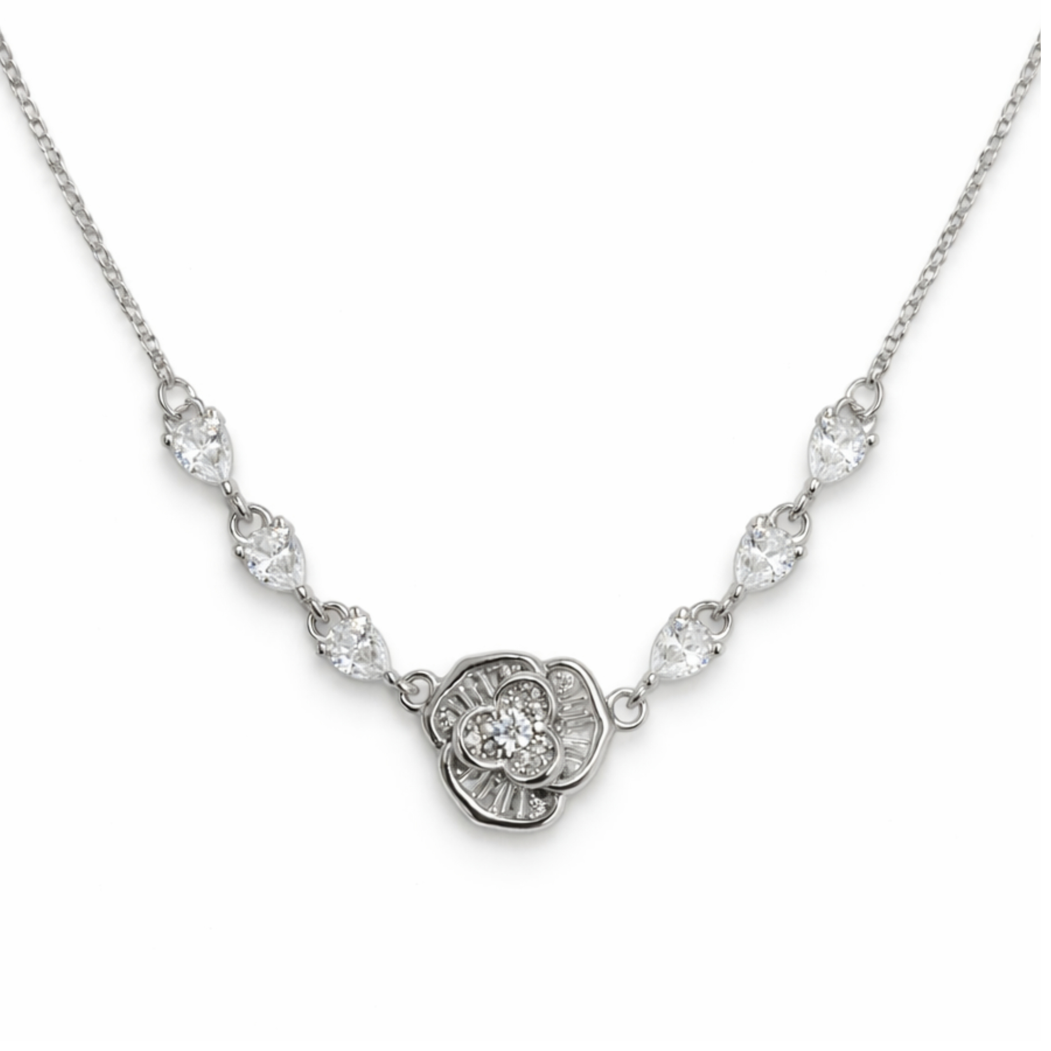 Floral Grace Necklace – 925 Silver