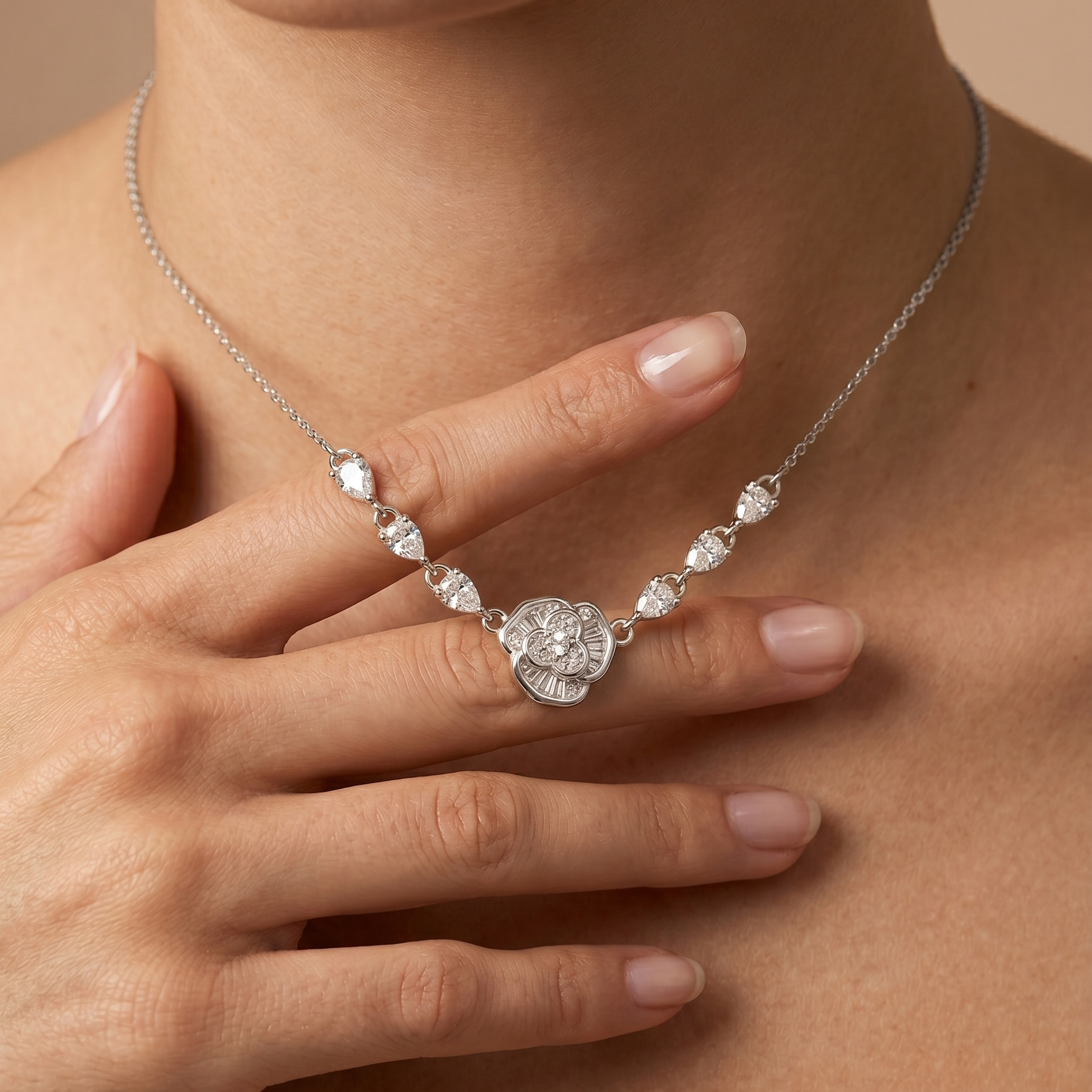 Floral Grace Necklace – 925 Silver