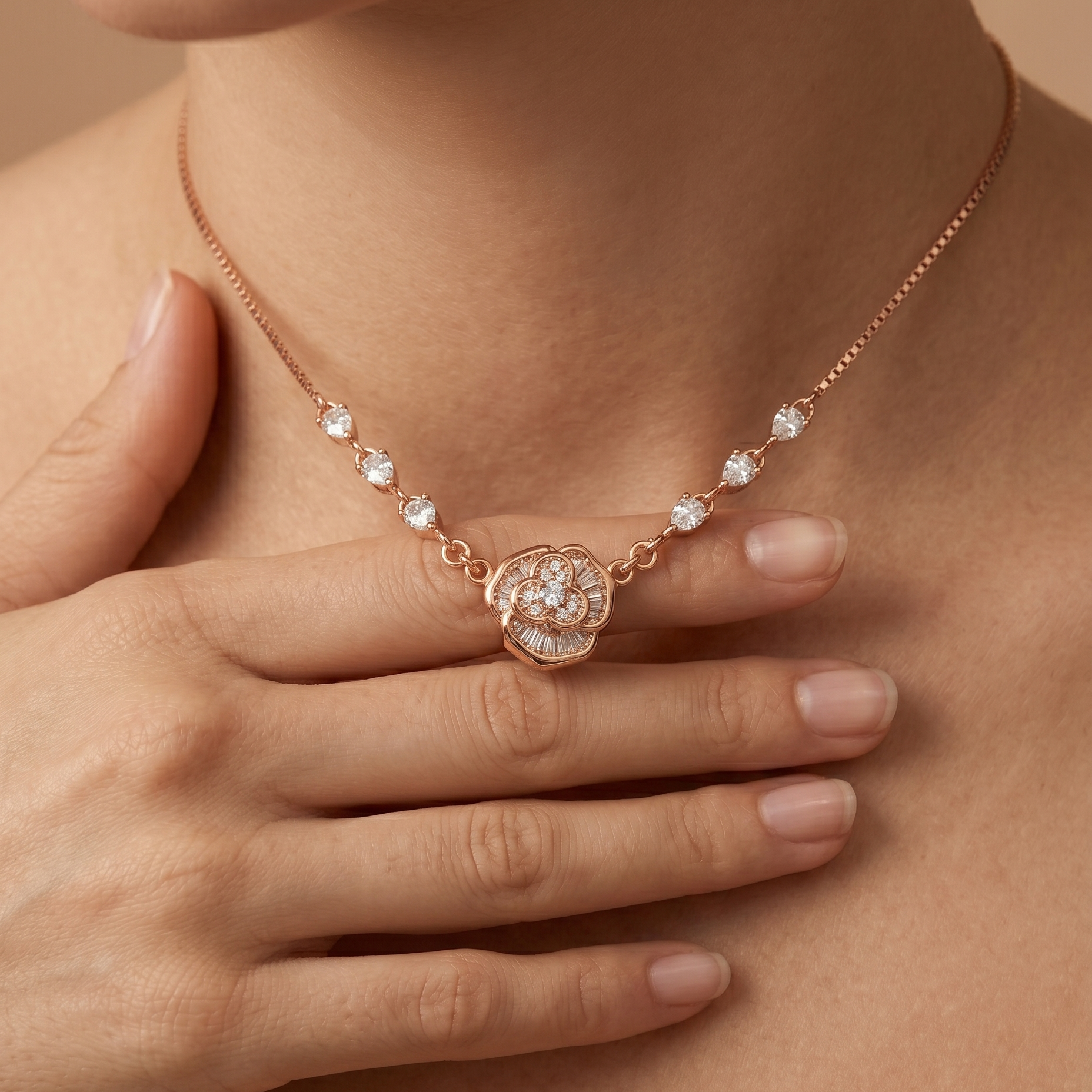 Floral Grace Necklace – 925 Silver