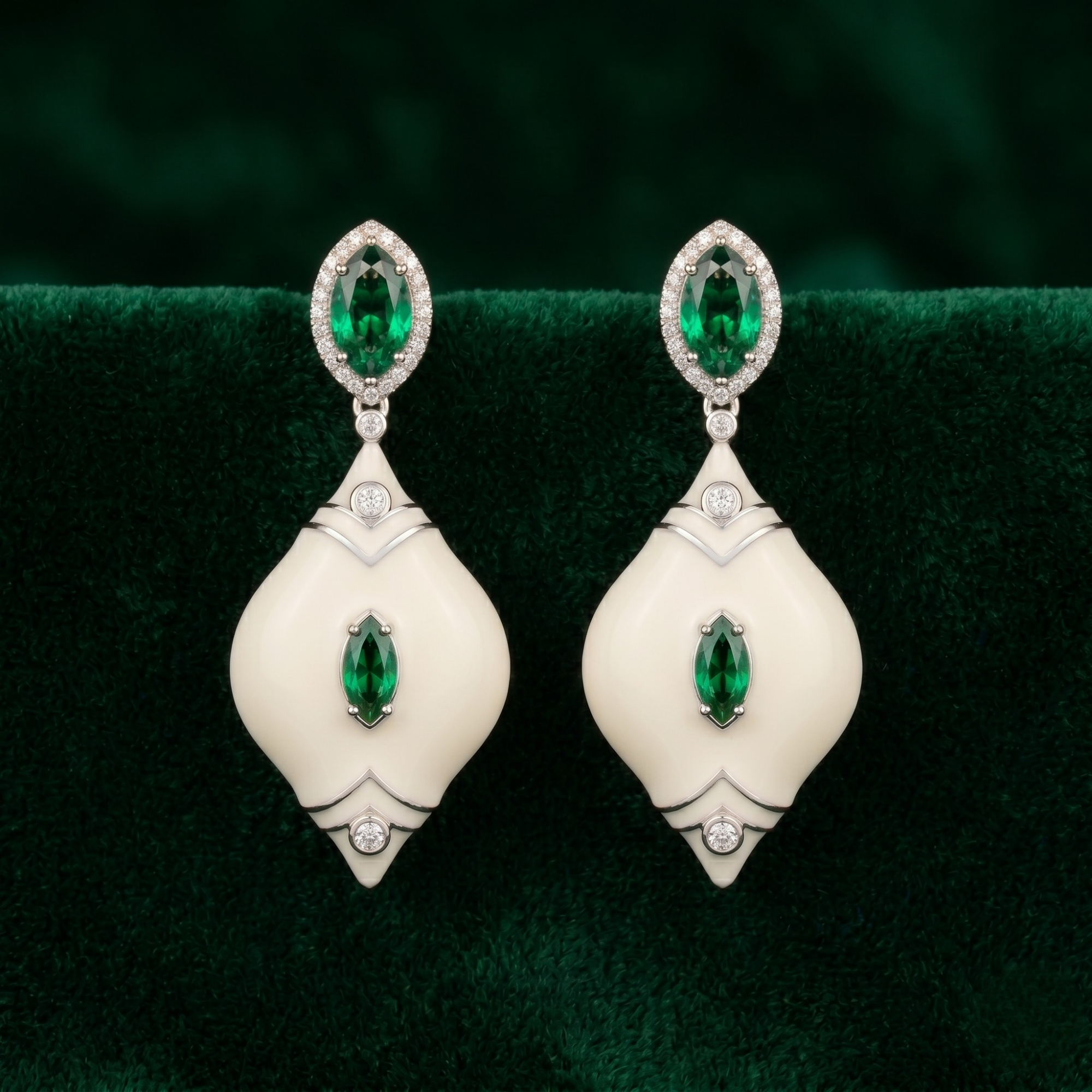 Emerald Royale Enamel Drop Earrings