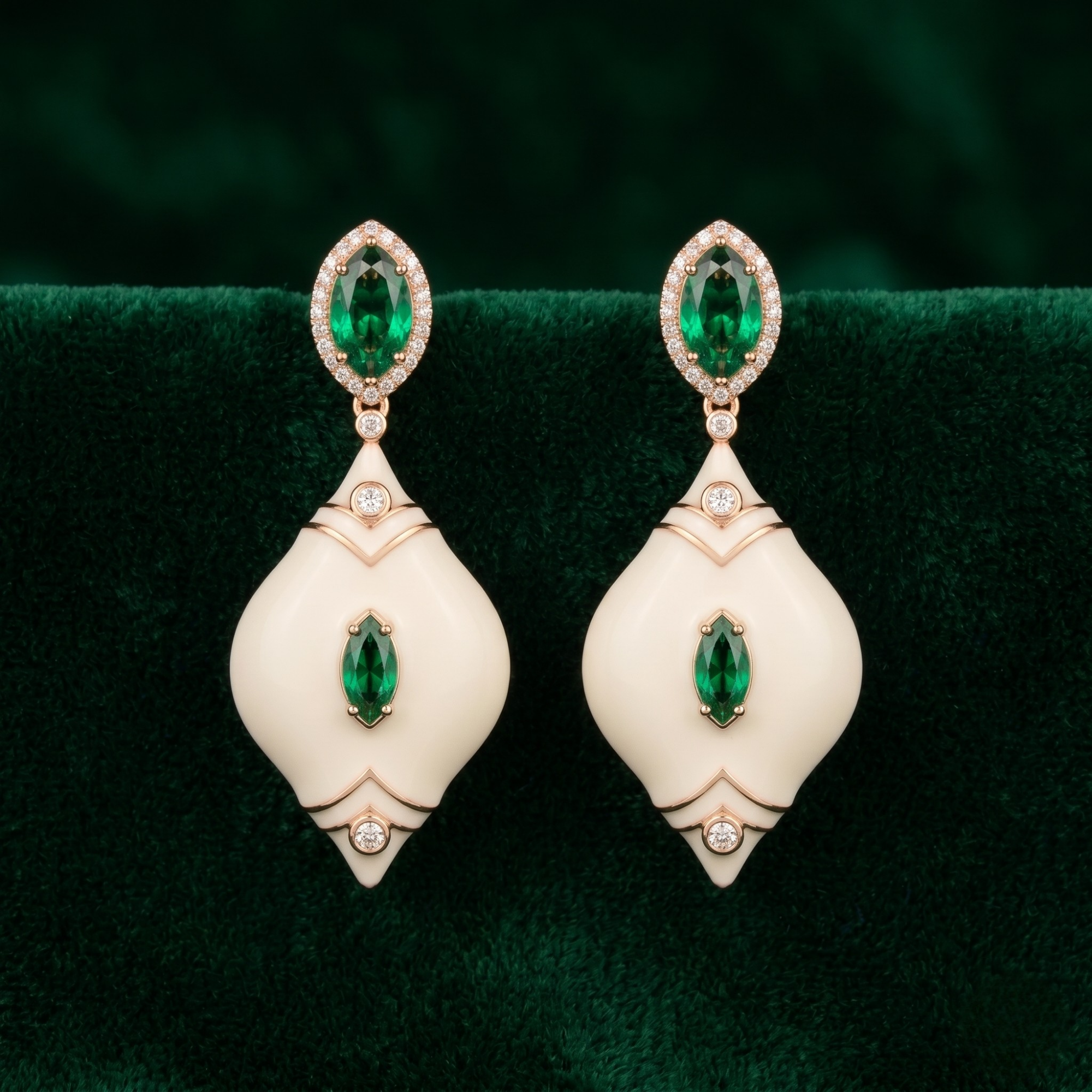 Emerald Royale Enamel Drop Earrings
