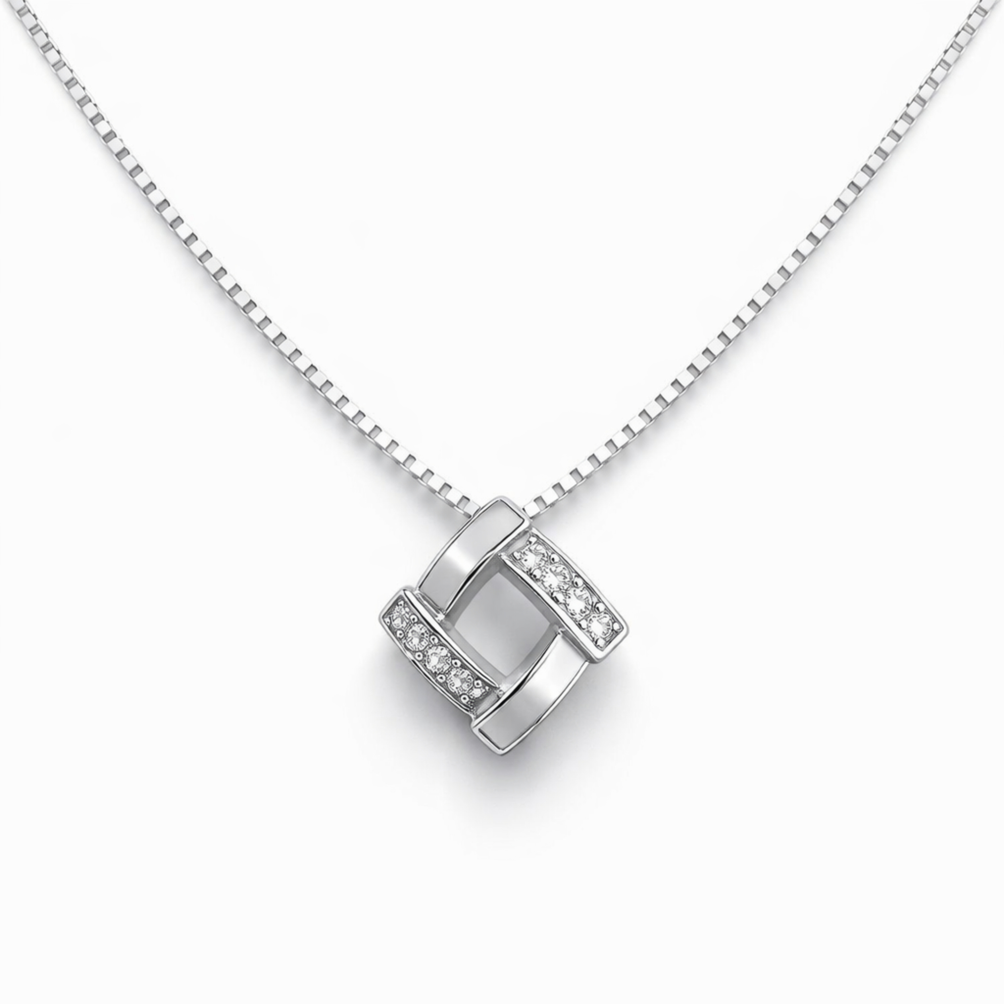 Geometric Loop Pendant Necklace – 925 Silver