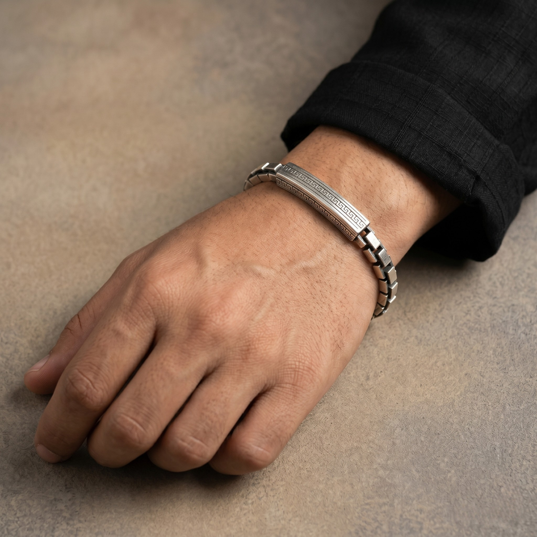 Imperial Grid Silver Bracelet