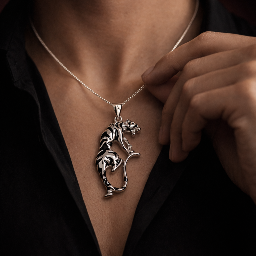Leaping Tiger Pendant – Ruaab Exclusive 925 Silver