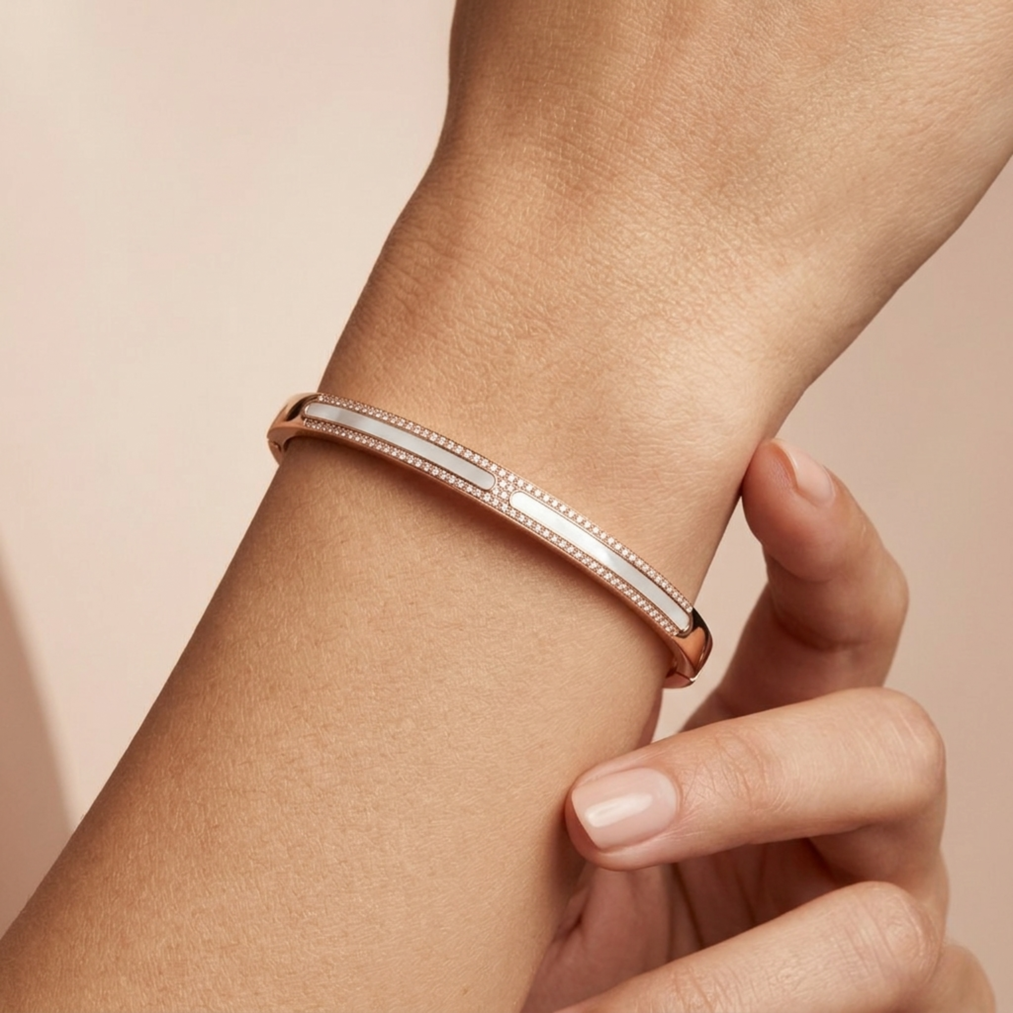 Linear Luxe Kada – 925 Silver (Rose Gold Finish)