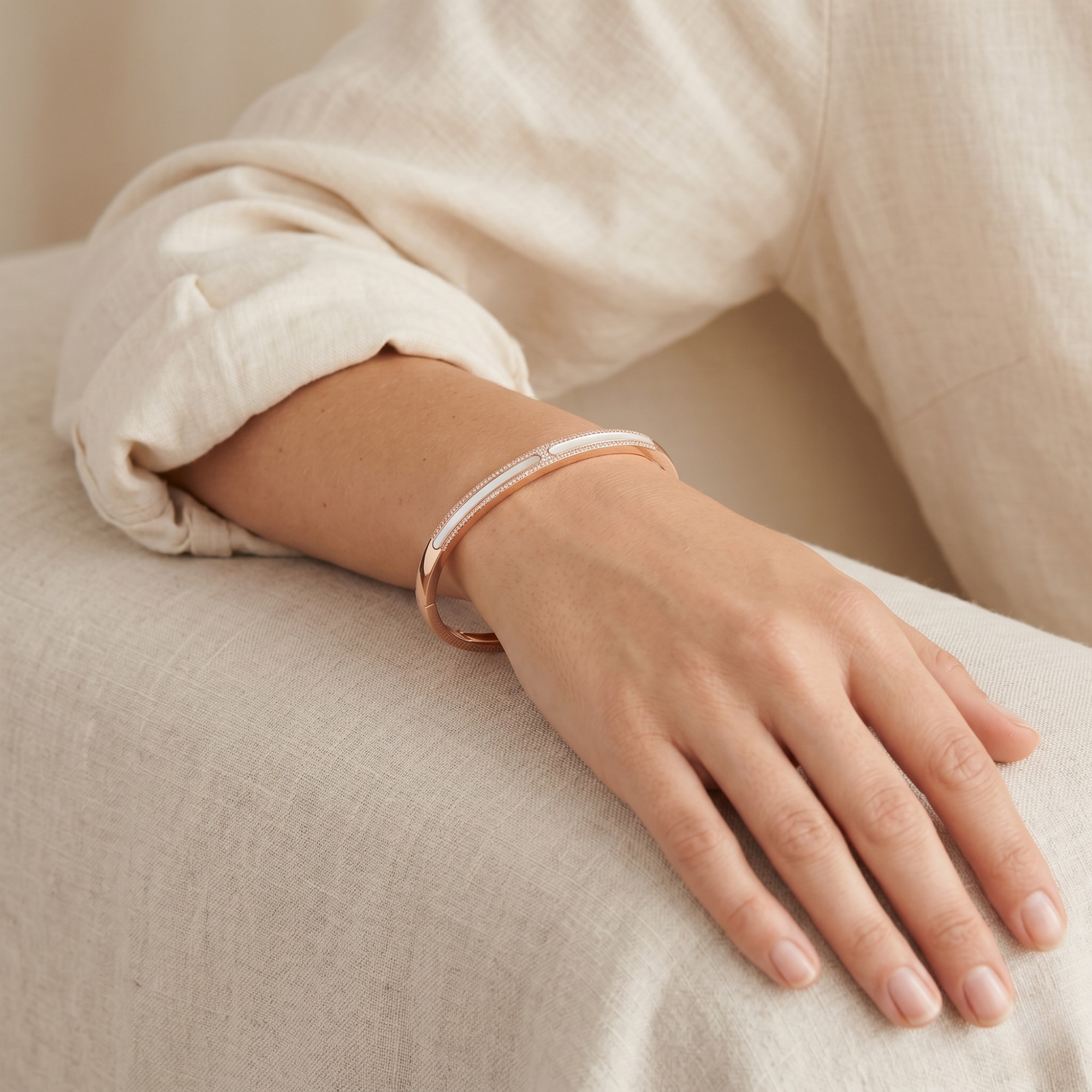 Linear Luxe Kada – 925 Silver (Rose Gold Finish)