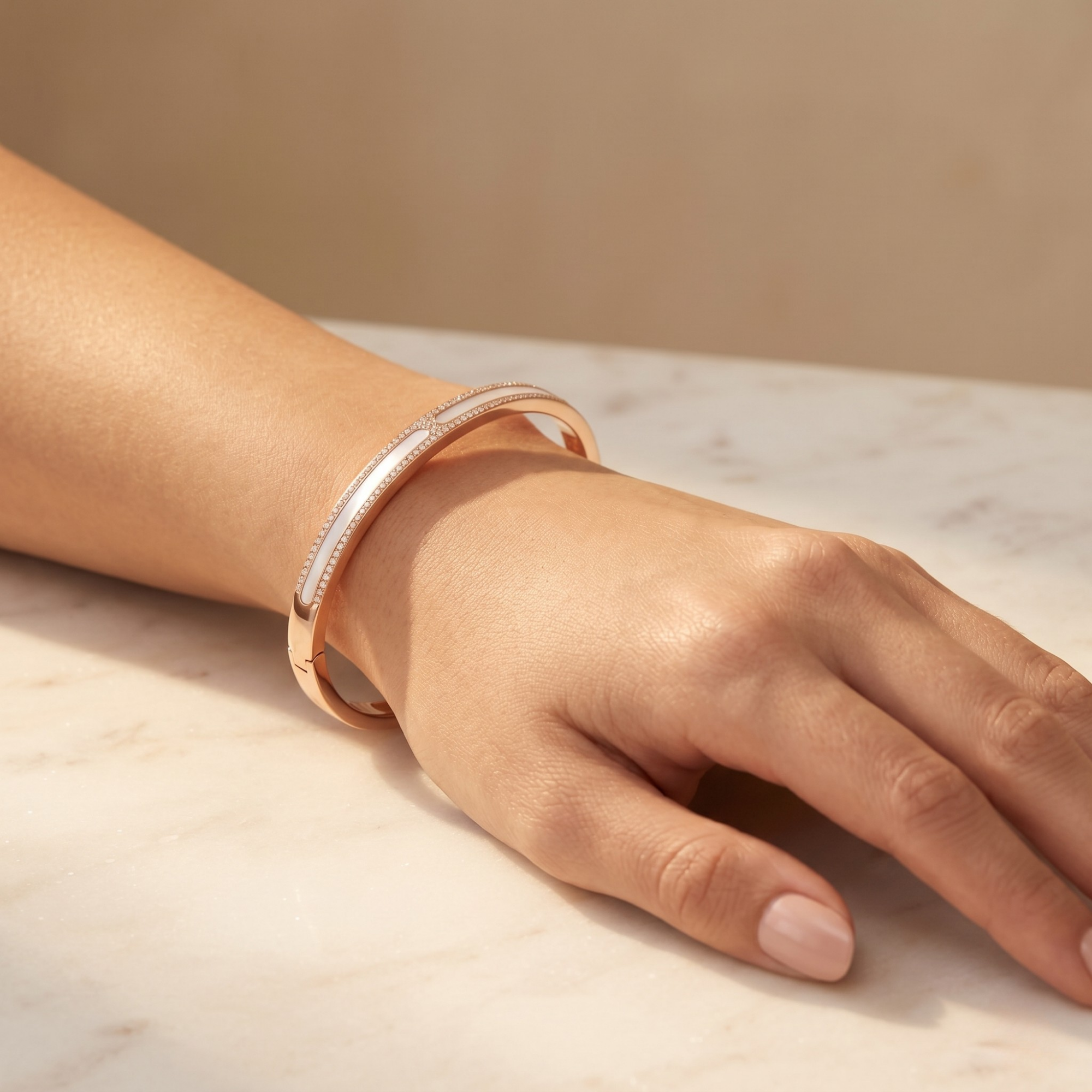 Linear Luxe Kada – 925 Silver (Rose Gold Finish)