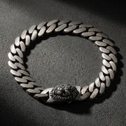 Lion Head Cuban Link Bracelet | Oxidized 925 Silver | Ruaab