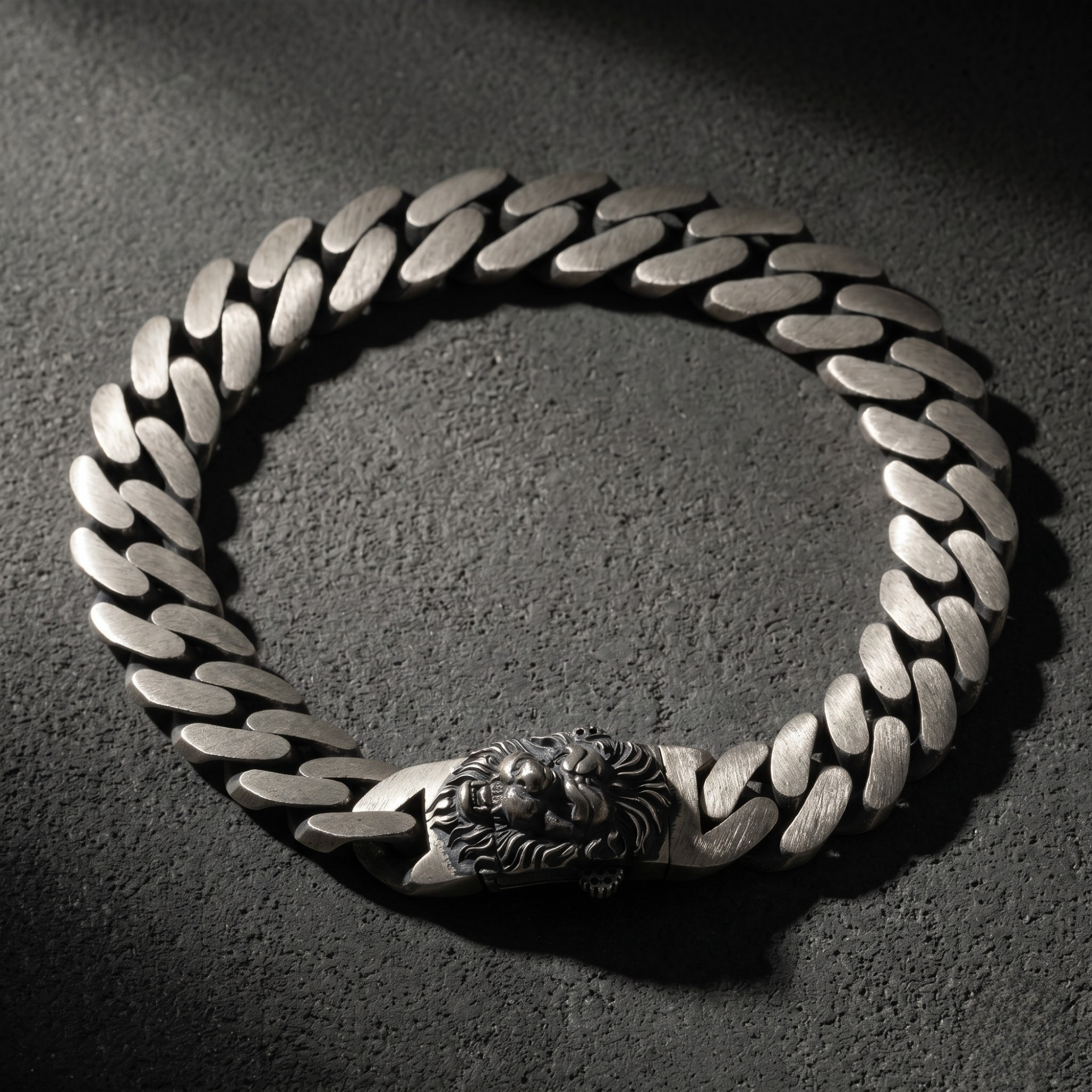 Lion Head Cuban Link Bracelet | Oxidized 925 Silver | Ruaab