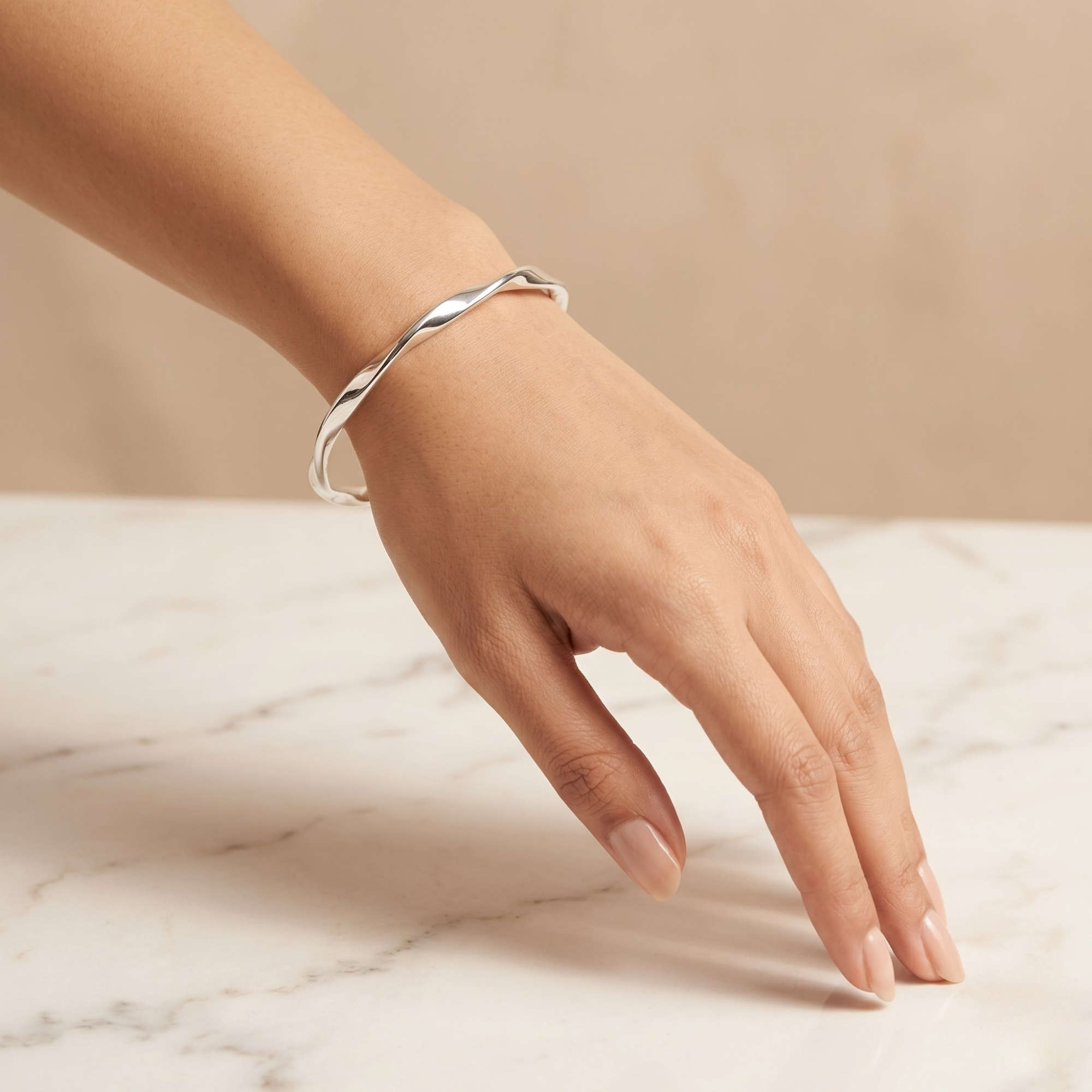 Liquid Wave Kada - 999 Silver