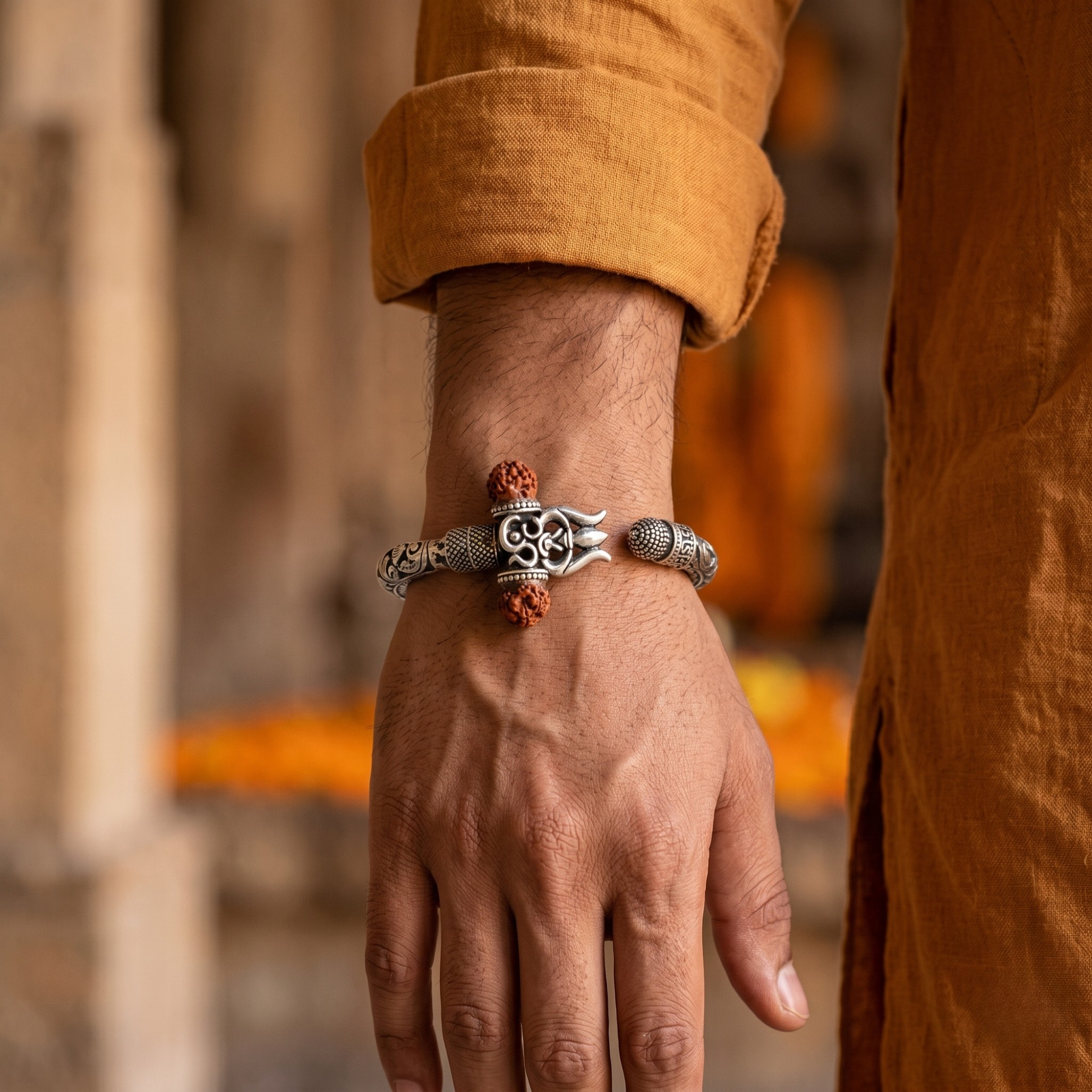 Mahadev Trishul Rudraksh Kada – Ruaab Exclusive 925 Silver