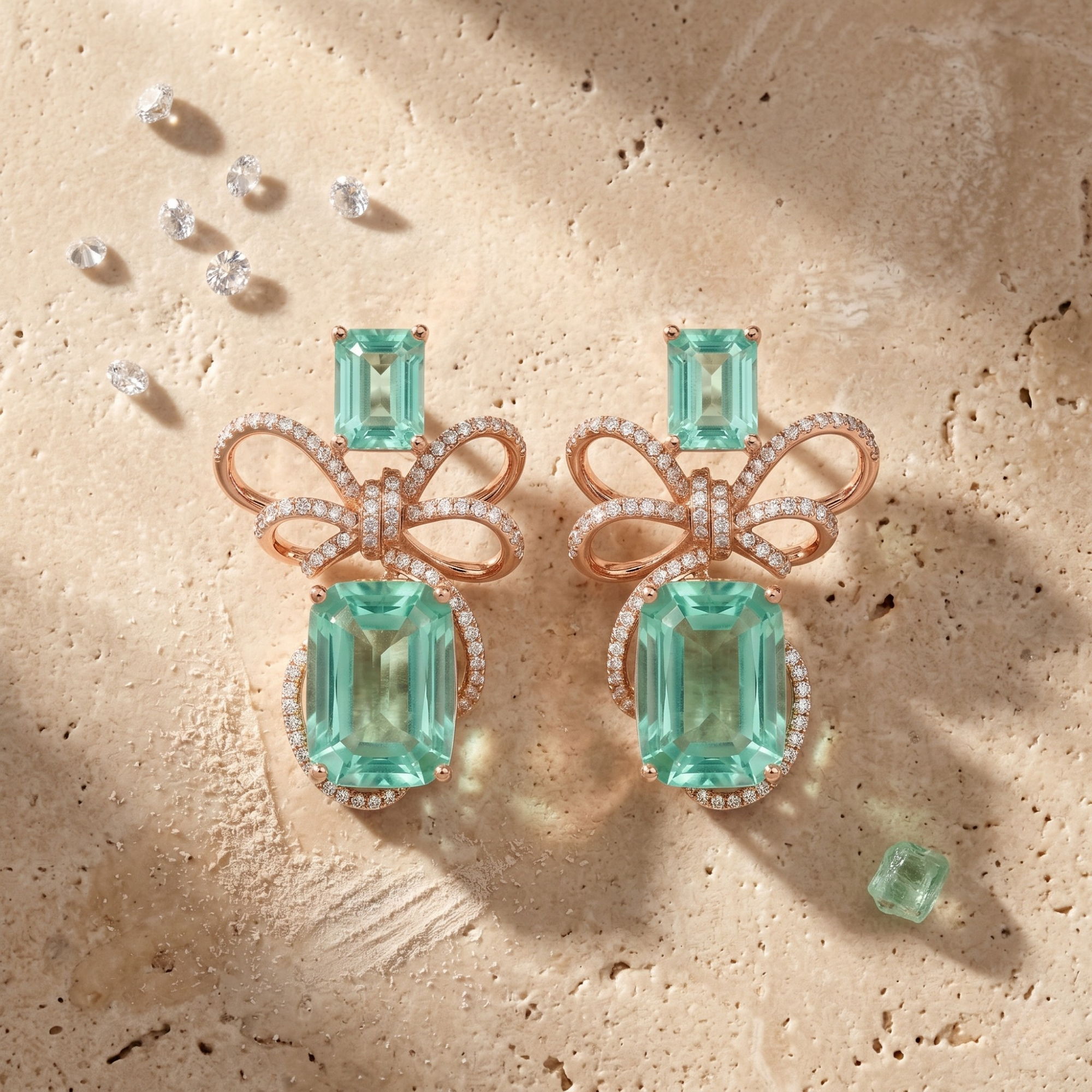 Mint Bow Luxe Statement Earrings