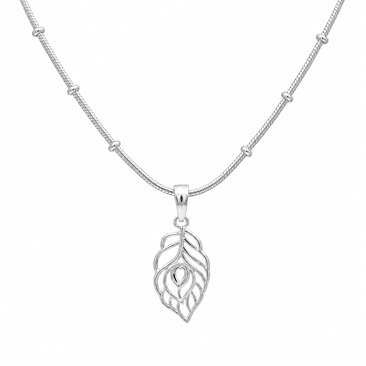 Mor Pankh Silver Pendant — 925 Sterling Silver | Peacock Feather | Krishna Pendant for Women