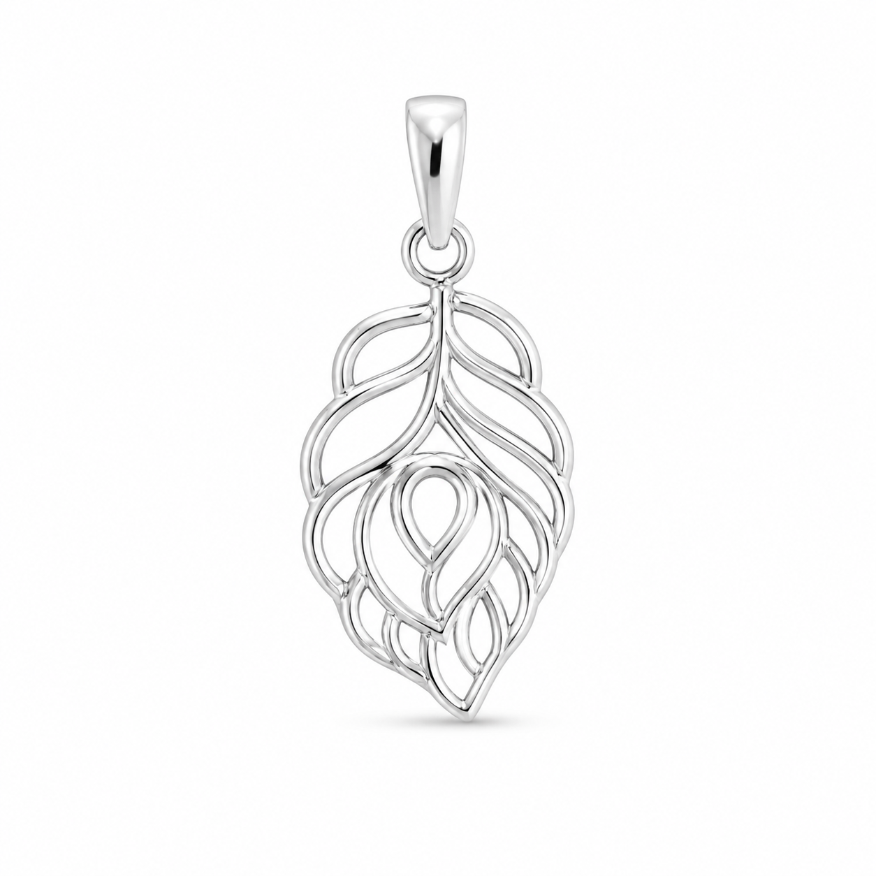 Mor Pankh Silver Pendant — 925 Sterling Silver | Peacock Feather | Krishna Pendant for Women