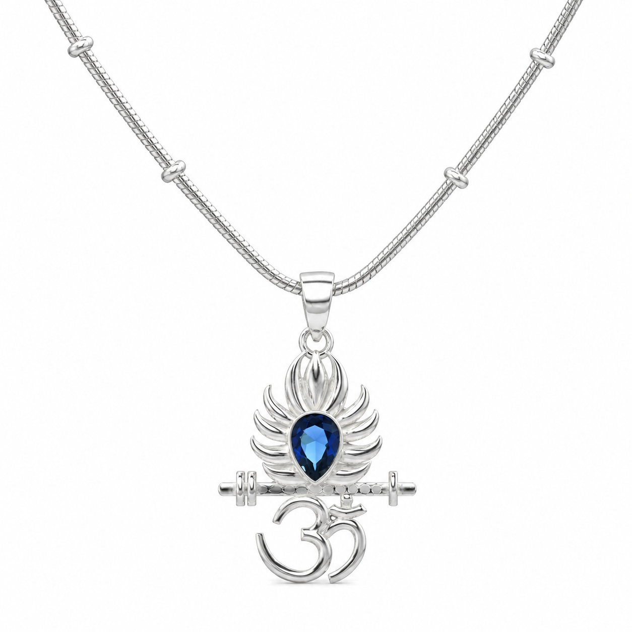 Om Trishul Peacock Pendant — 925 Sterling Silver | Spiritual Pendant for Men