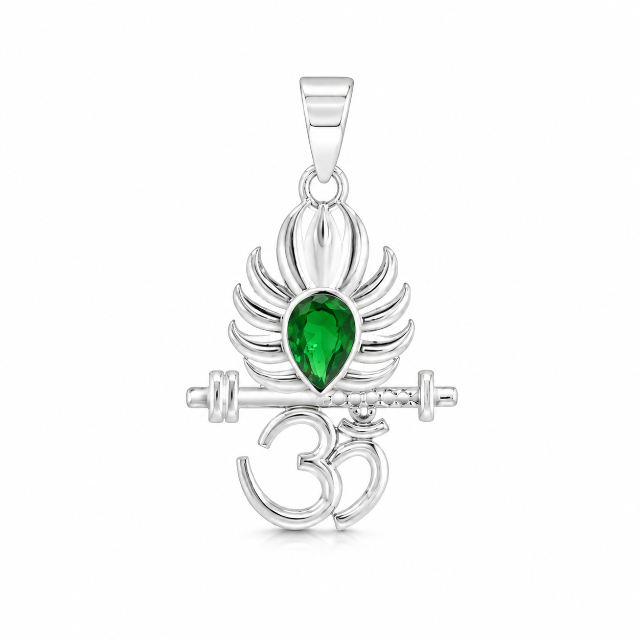 Om Trishul Peacock Pendant — 925 Sterling Silver | Spiritual Pendant for Men