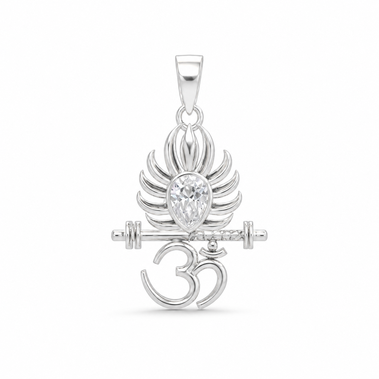 Om Trishul Peacock Pendant — 925 Sterling Silver | Spiritual Pendant for Men