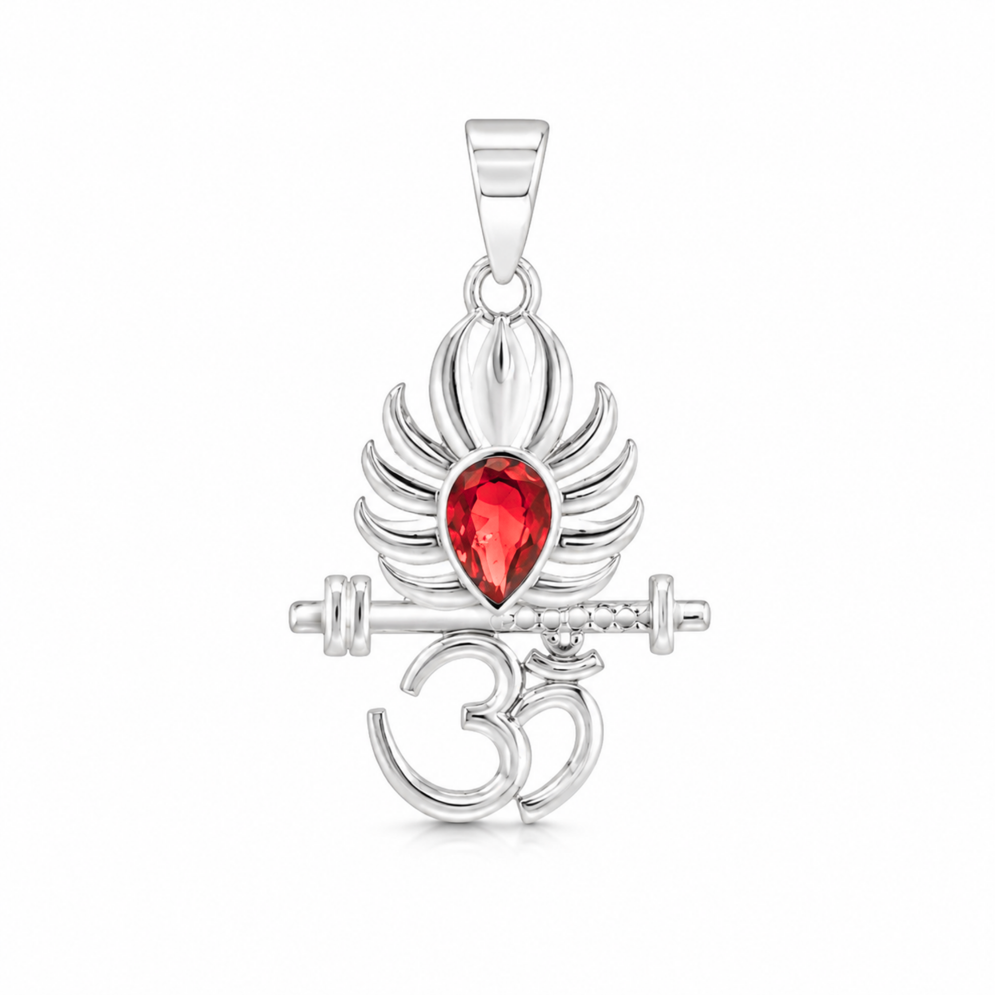 Om Trishul Peacock Pendant — 925 Sterling Silver | Spiritual Pendant for Men