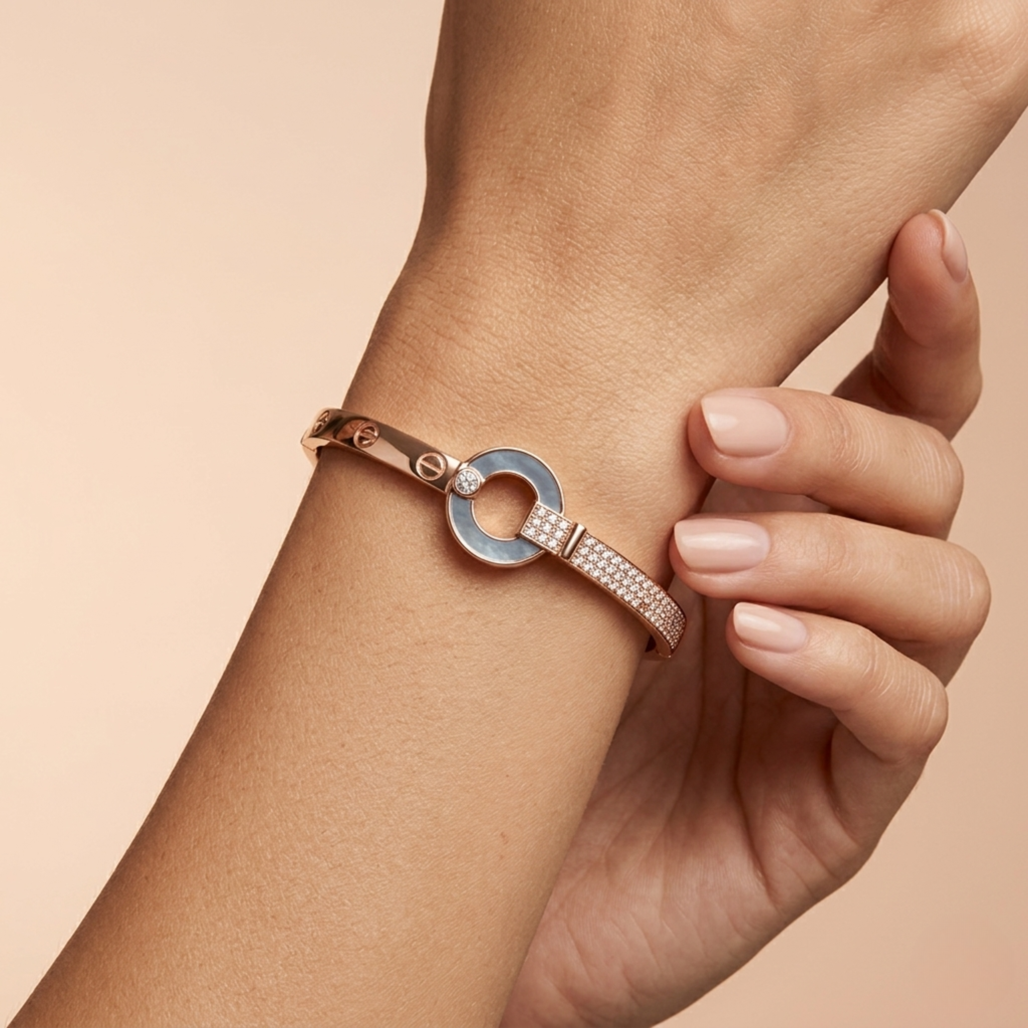 Orbit Luxe Kada – 925 Silver | Rose Gold Finish