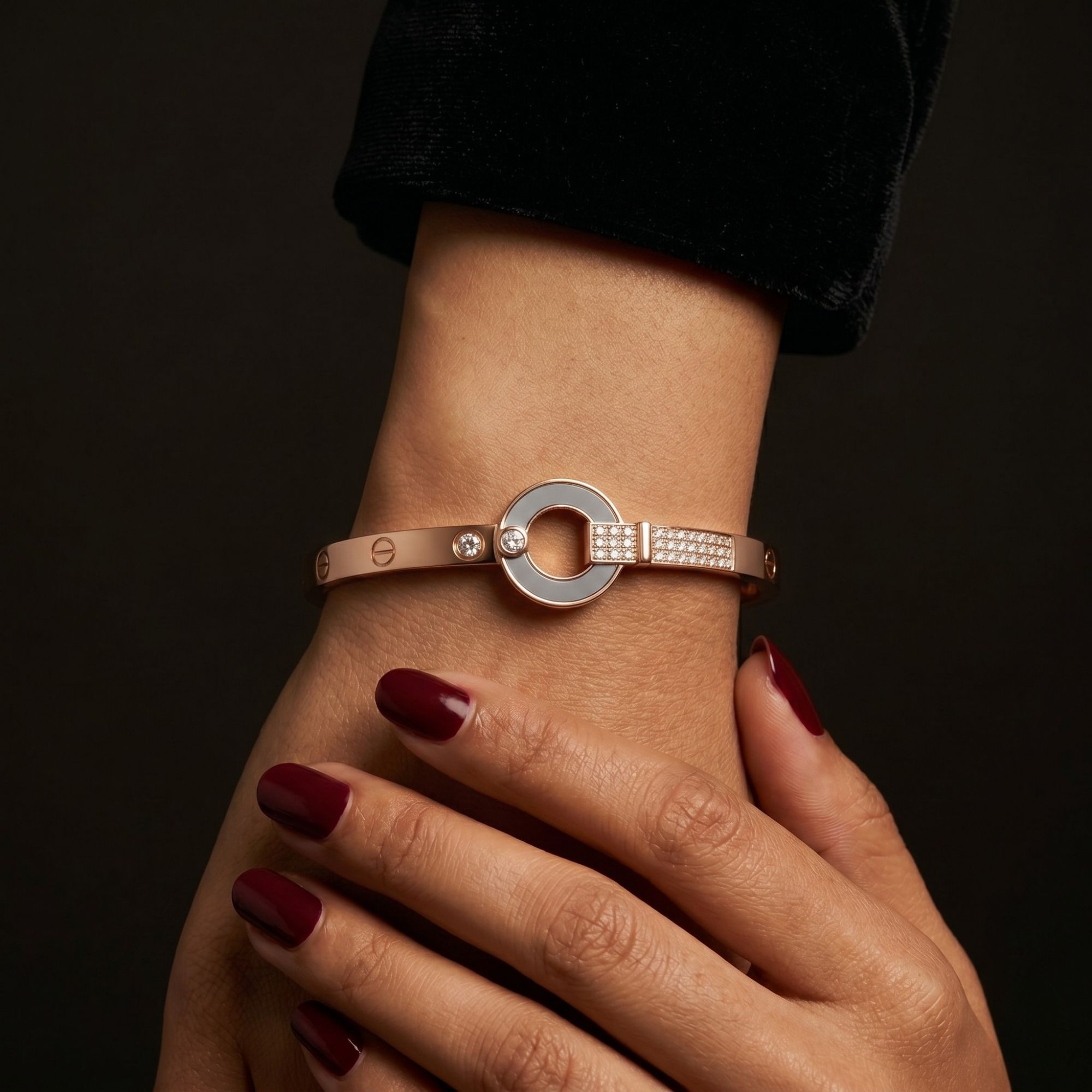 Orbit Luxe Kada – 925 Silver | Rose Gold Finish