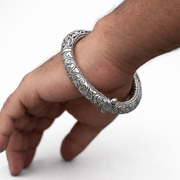 Rajwadi Carved Kada – 925 Silver