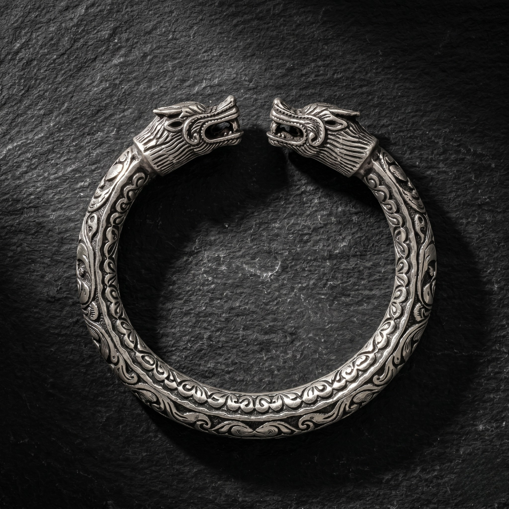 Rajwadi Dragon Head Kada – Ruaab Exclusive 925 Silver