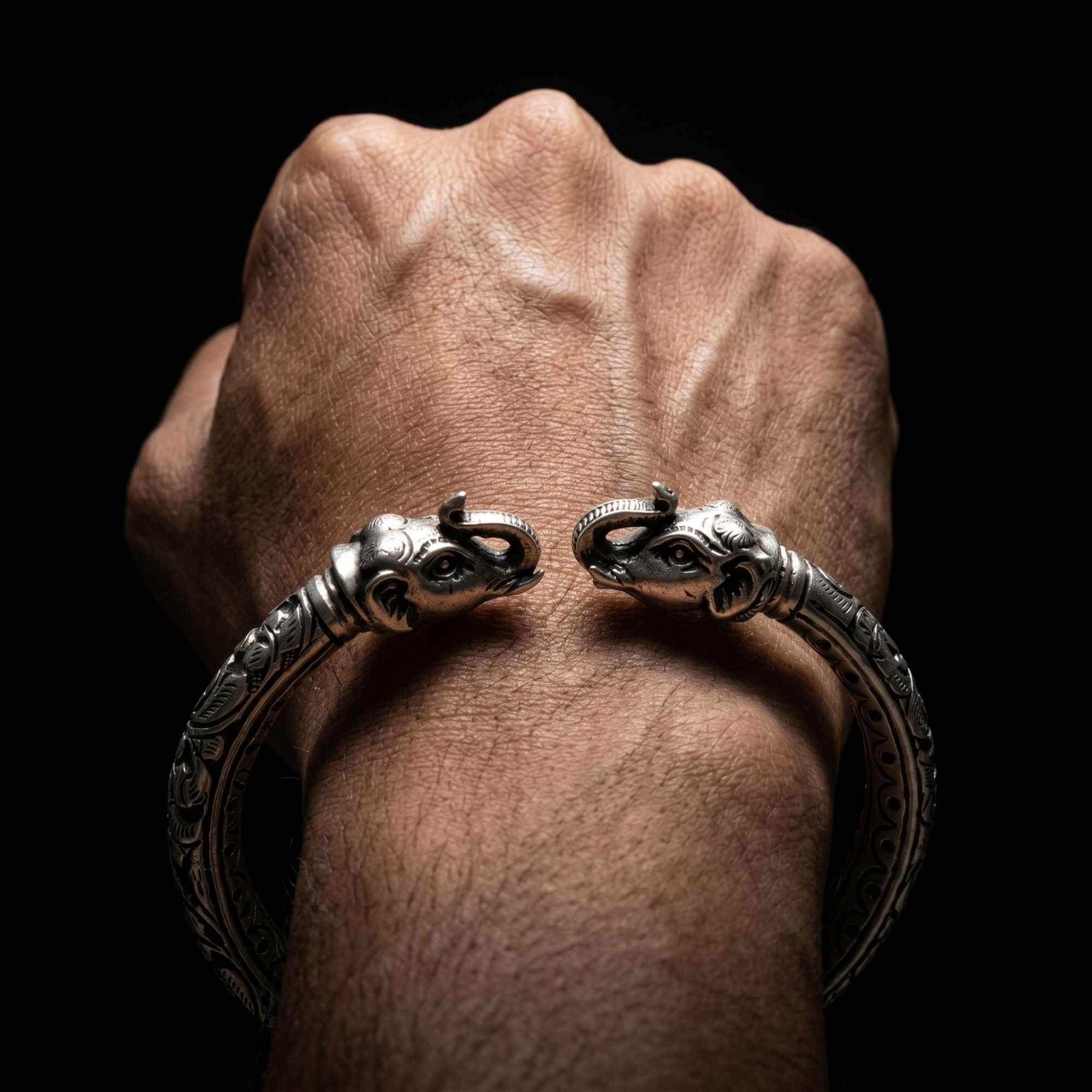 Rajwadi Elephant Kada – Ruaab Exclusive 925 Silver