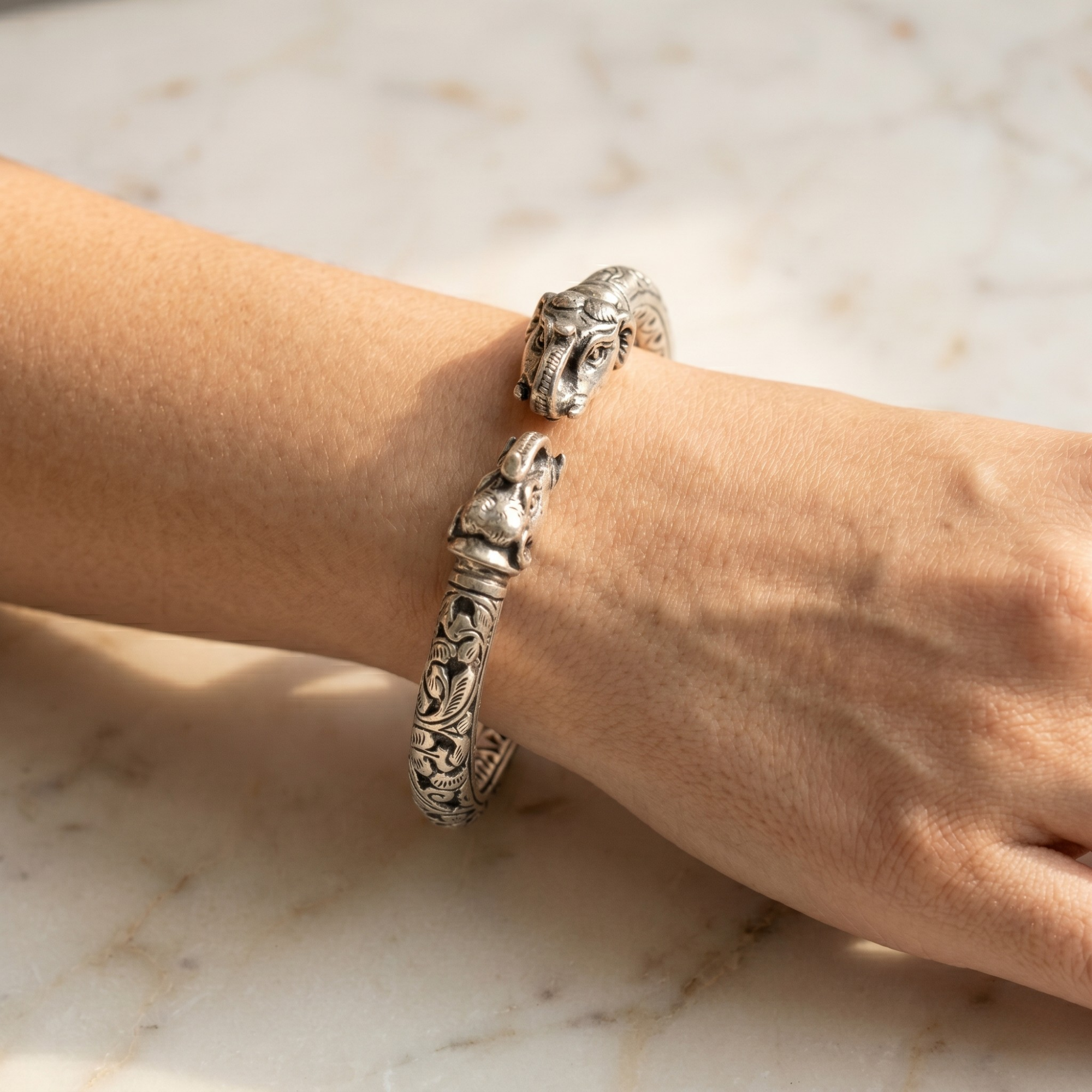 Rajwadi Elephant Kada – Ruaab Exclusive 925 Silver