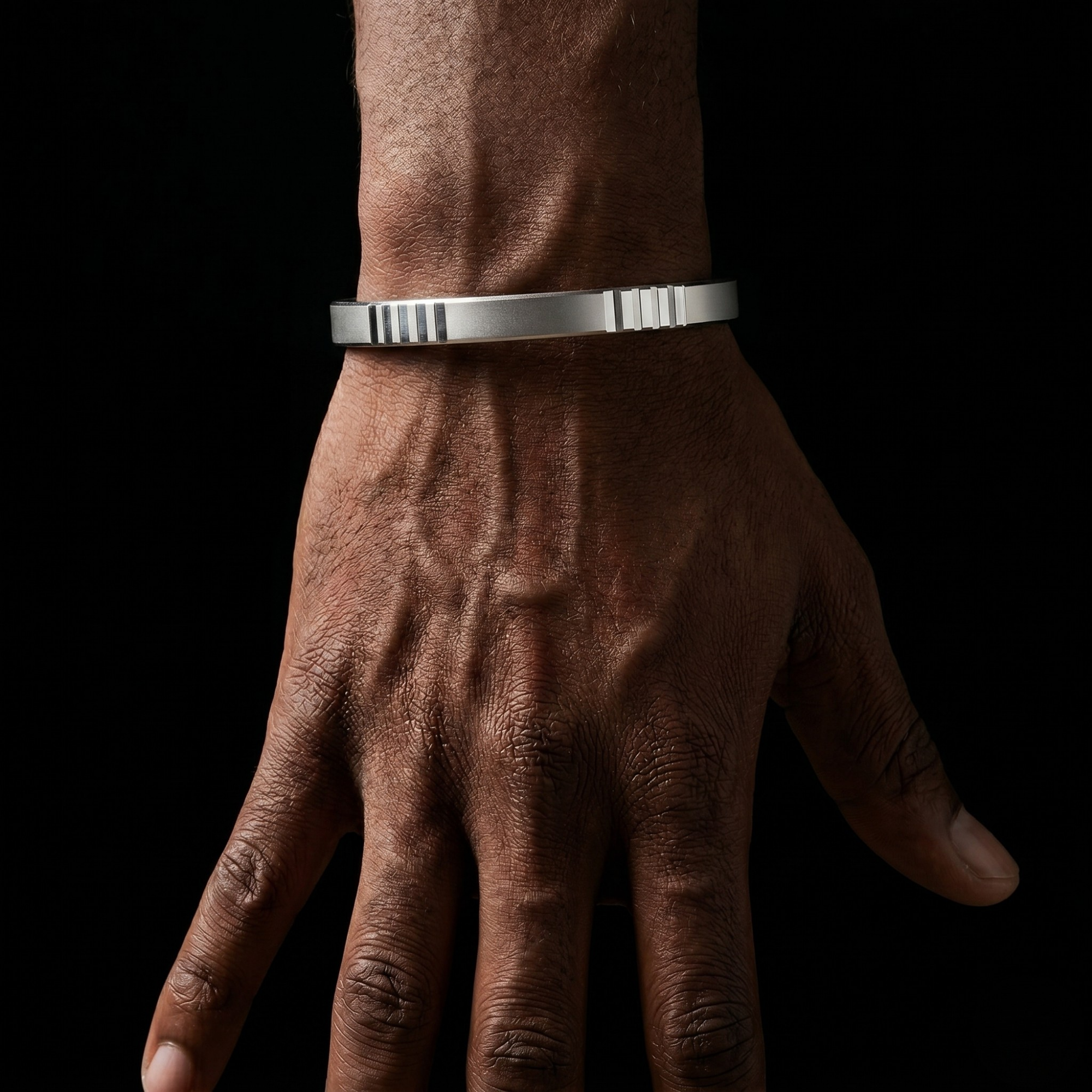 Ridged Cuff Kada | 925 Sterling Silver | Minimalist Men's Kada | Ruaab