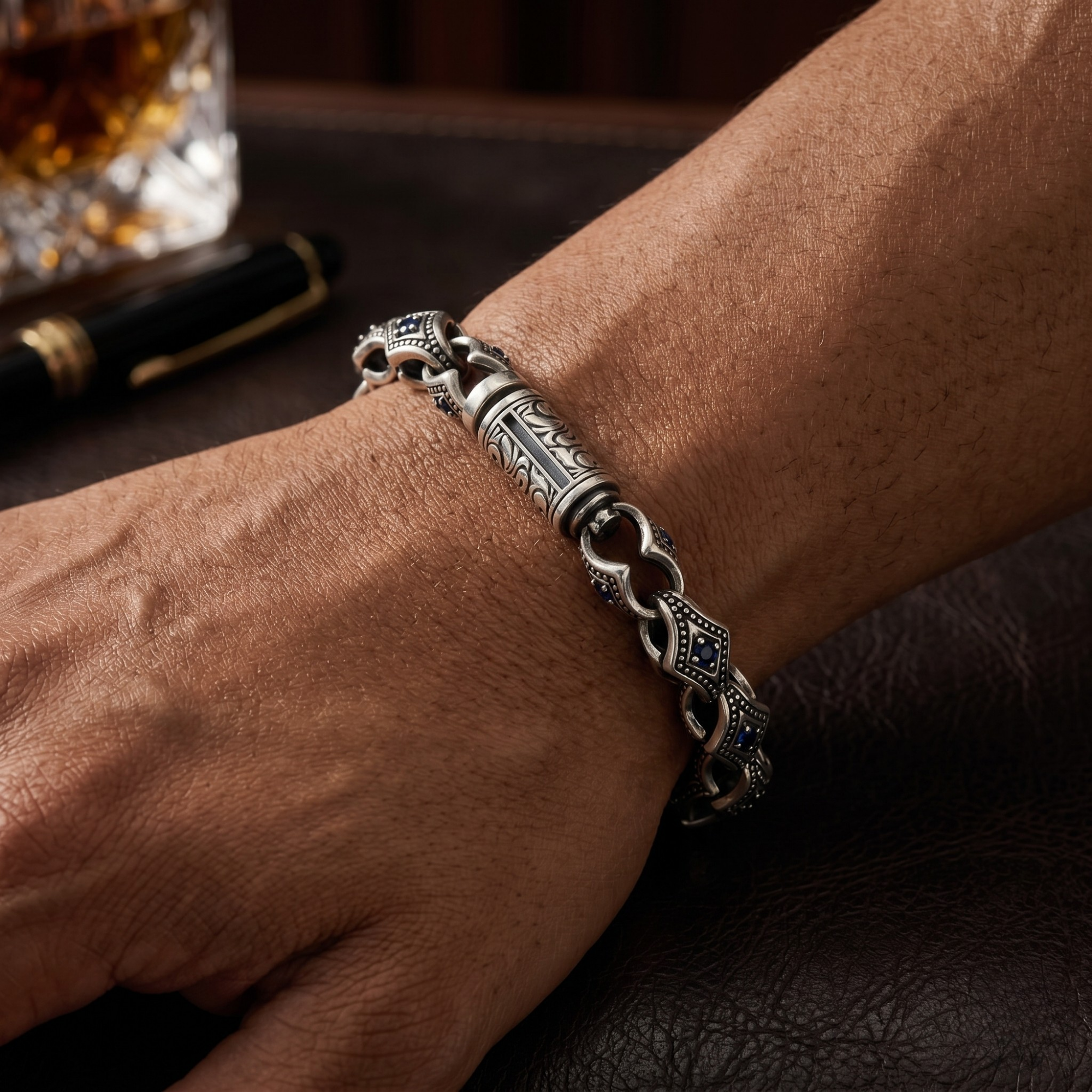 Royal Sapphire Link Bracelet | Imported | 925 Silver