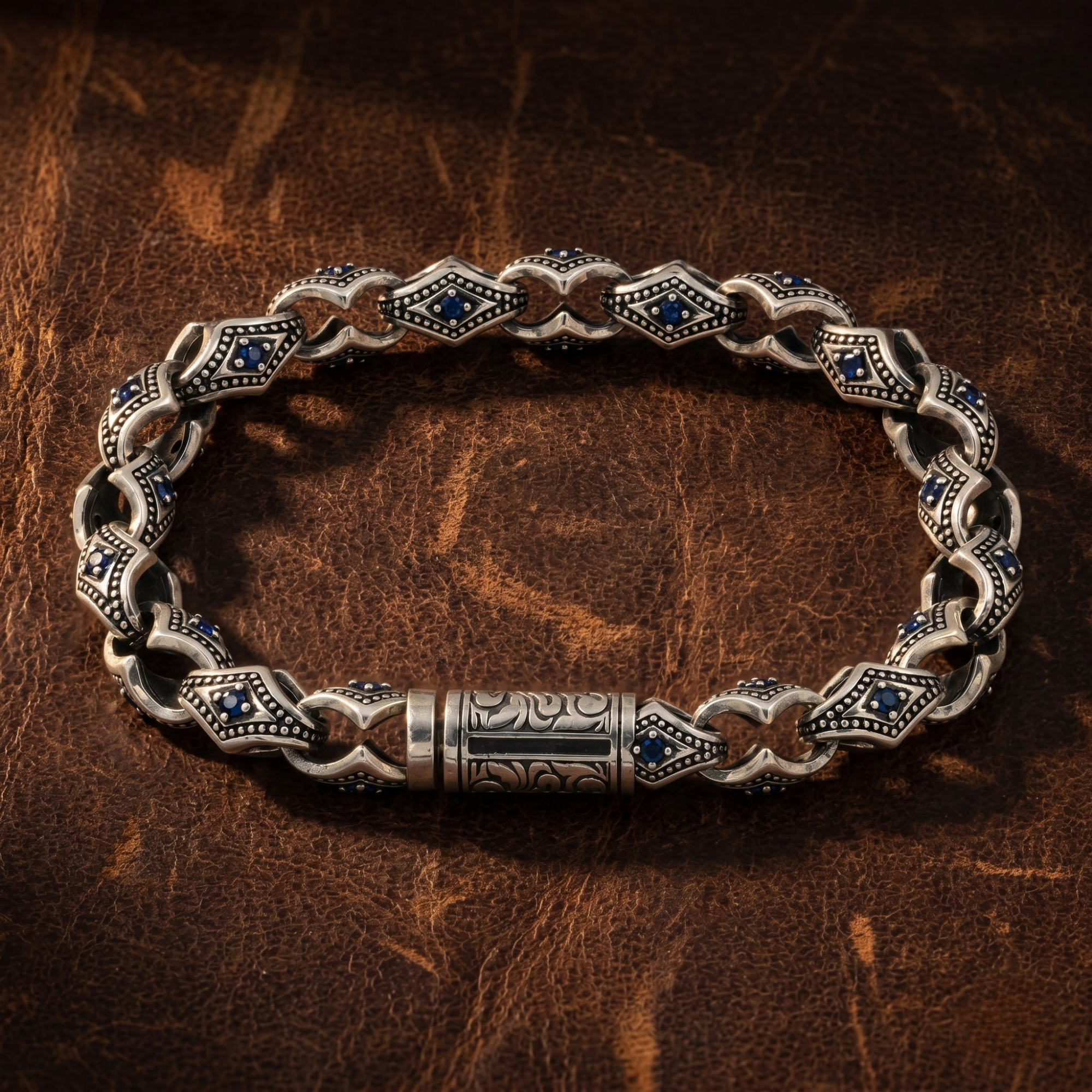 Royal Sapphire Link Bracelet | Imported | 925 Silver