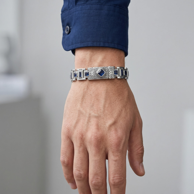 Royal Sapphire Link Bracelet – 925 Silver