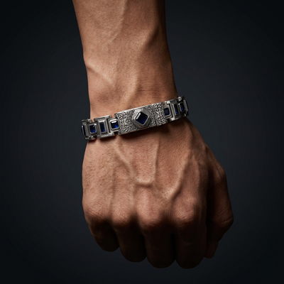 Royal Sapphire Link Bracelet – 925 Silver