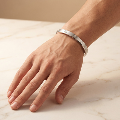 Screw Motif Bangle | 925 Sterling Silver | Unisex Cuff | Ruaab