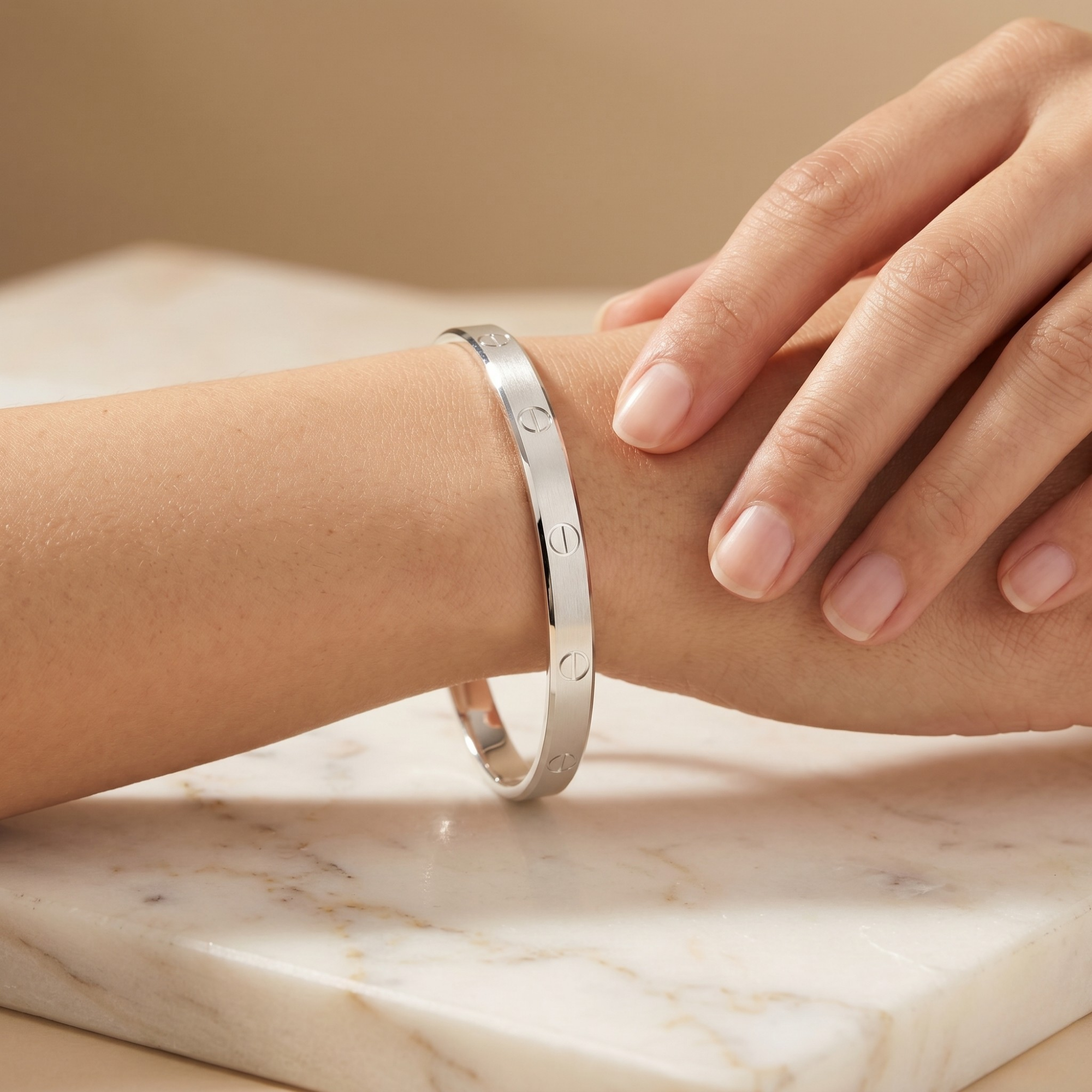 Screw Motif Bangle | 925 Sterling Silver | Unisex Cuff | Ruaab