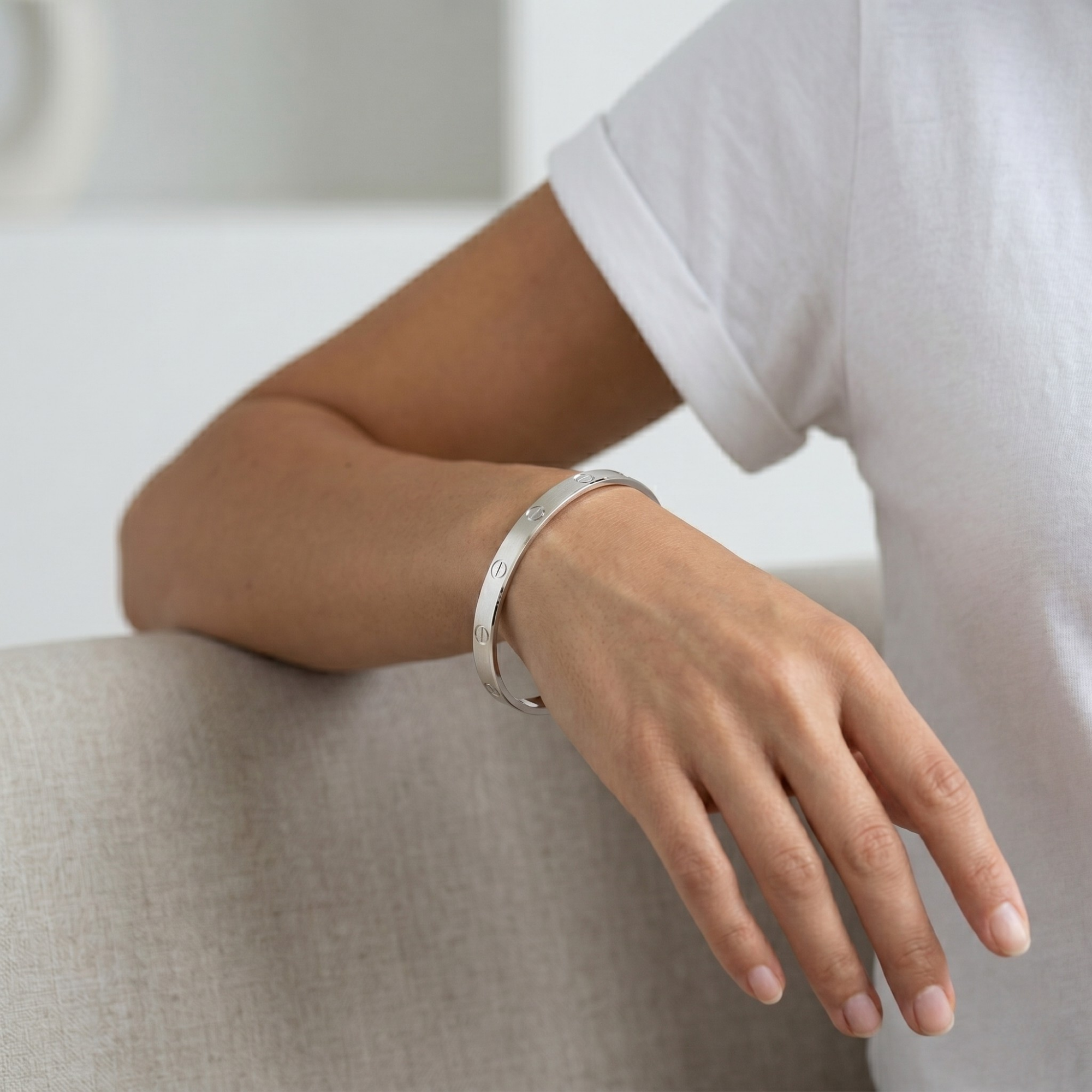Screw Motif Bangle | 925 Sterling Silver | Unisex Cuff | Ruaab